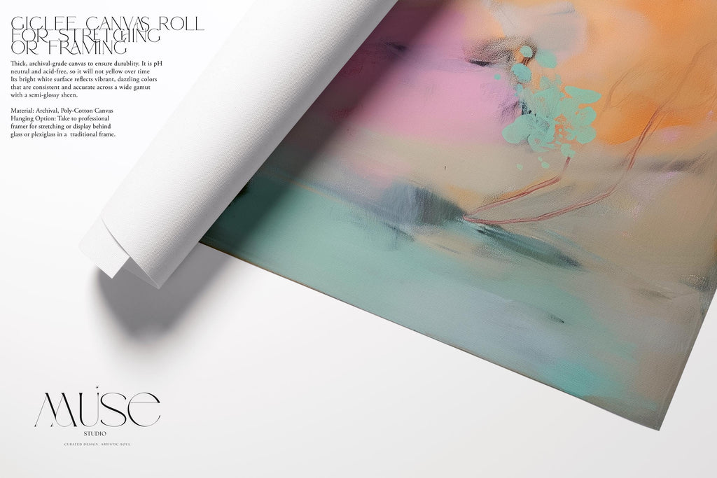 Soft Abstract Art Print in Blush Pink Teal and Navy Botanical Coastal Wall Decor Poster for Living Room Bedroom Modern Style | 448