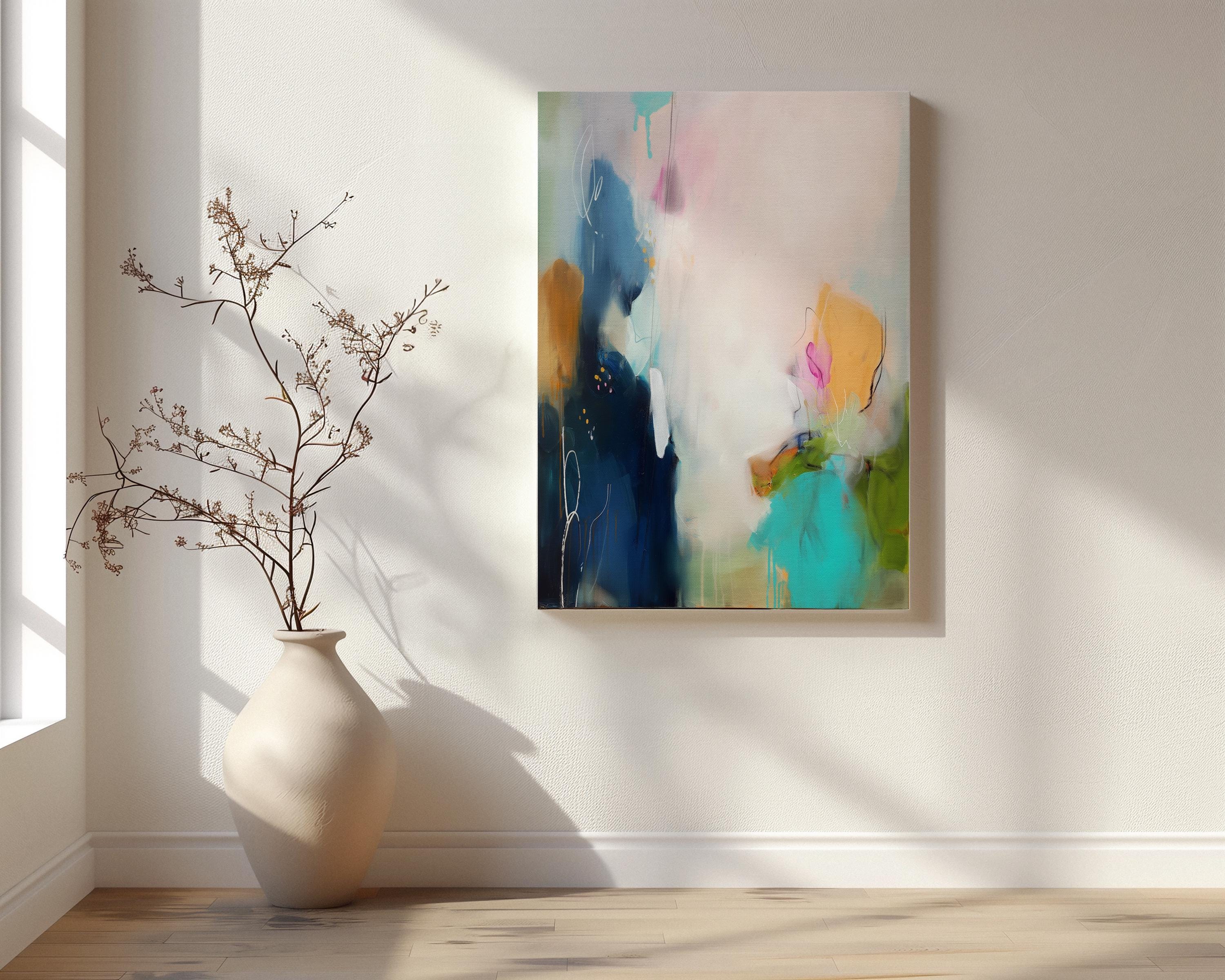 Wall Art Vertical Canvas Painting Large Decor Art Bold Pink Abstract Modern Colorful Statement for Living Room & Office | 036