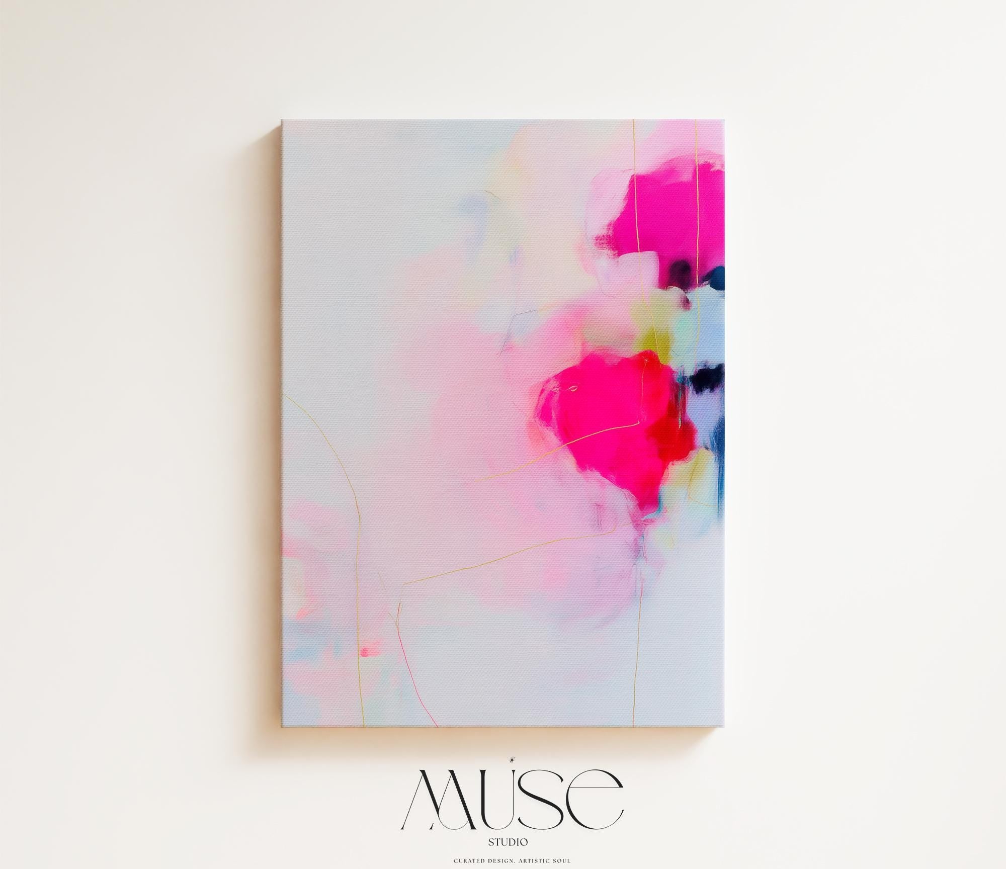 Soft Abstract Canvas Art Pink Blush White Hints Large Canvas Print Soft Contemporary Pastel Botanical Calm Eclectic Modern Home Decor 436