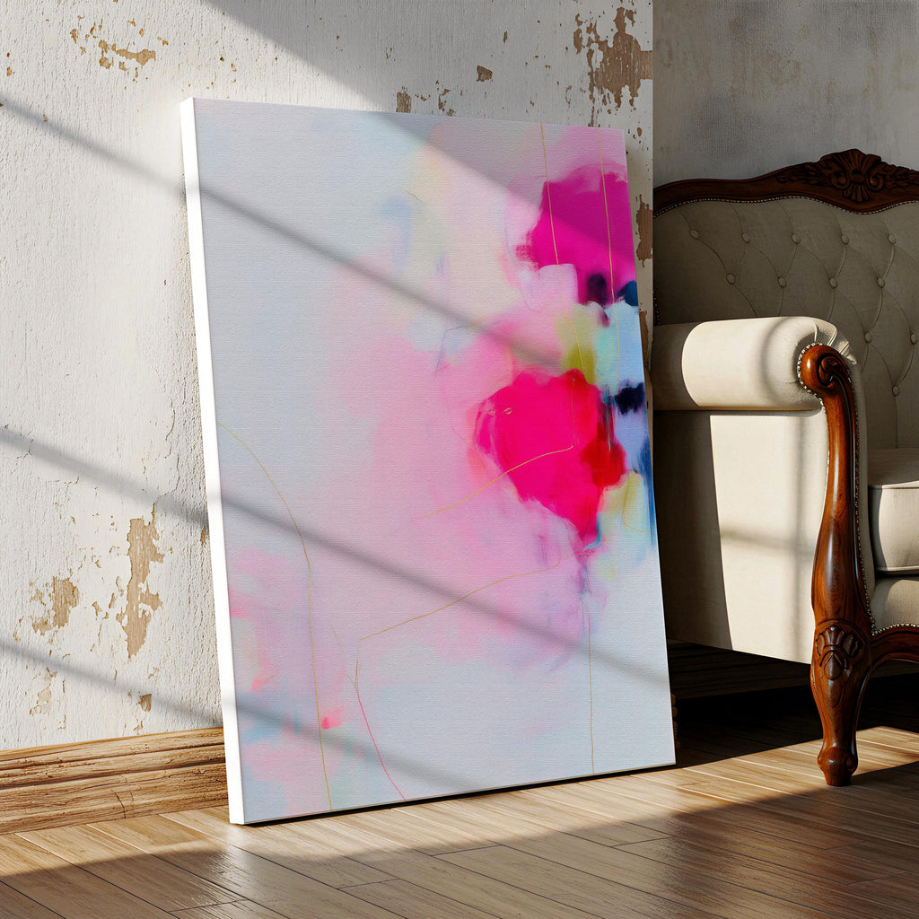Soft Abstract Canvas Art Pink Blush White Hints Large Canvas Print Soft Contemporary Pastel Botanical Calm Eclectic Modern Home Decor 436