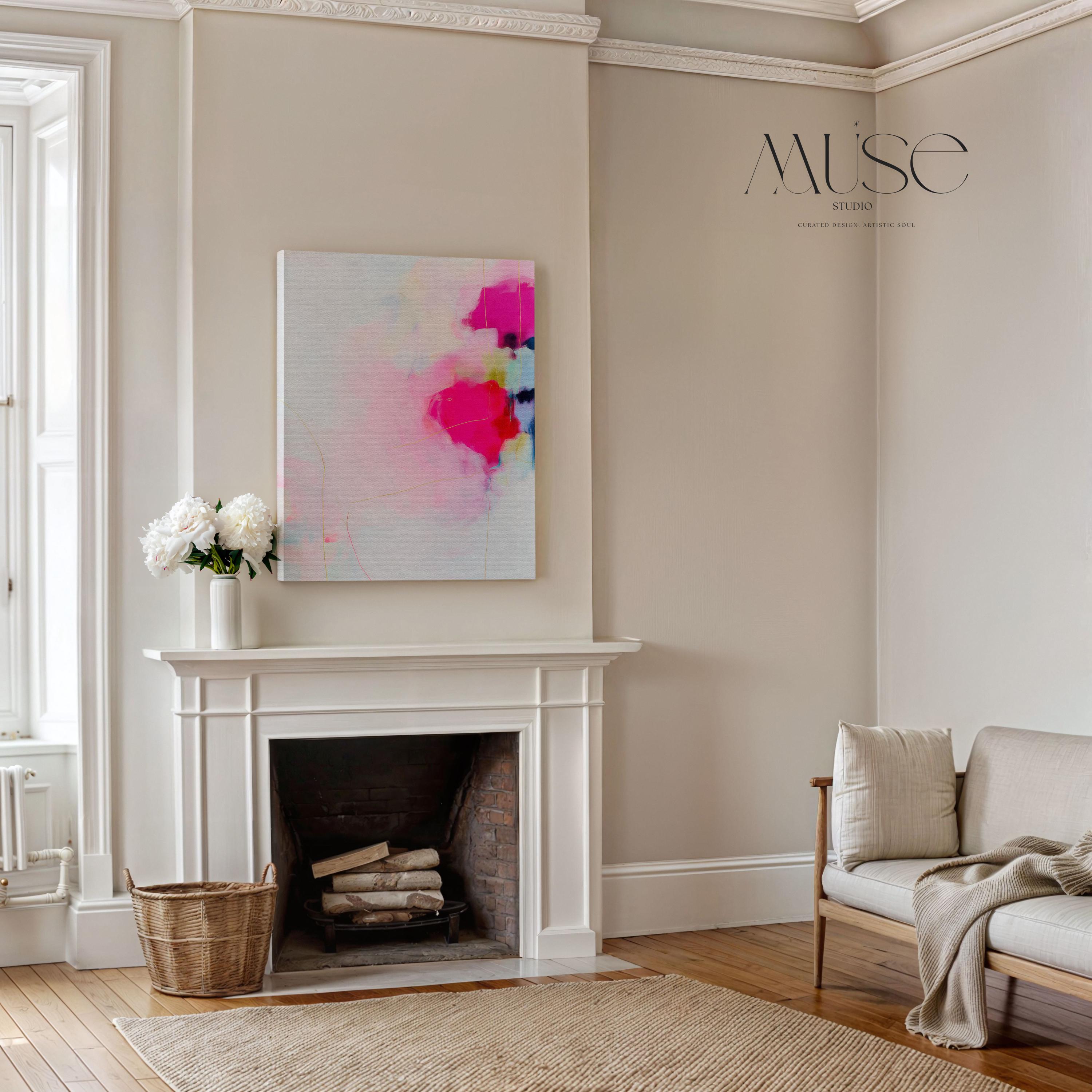Soft Abstract Canvas Art Pink Blush White Hints Large Canvas Print Soft Contemporary Pastel Botanical Calm Eclectic Modern Home Decor 436