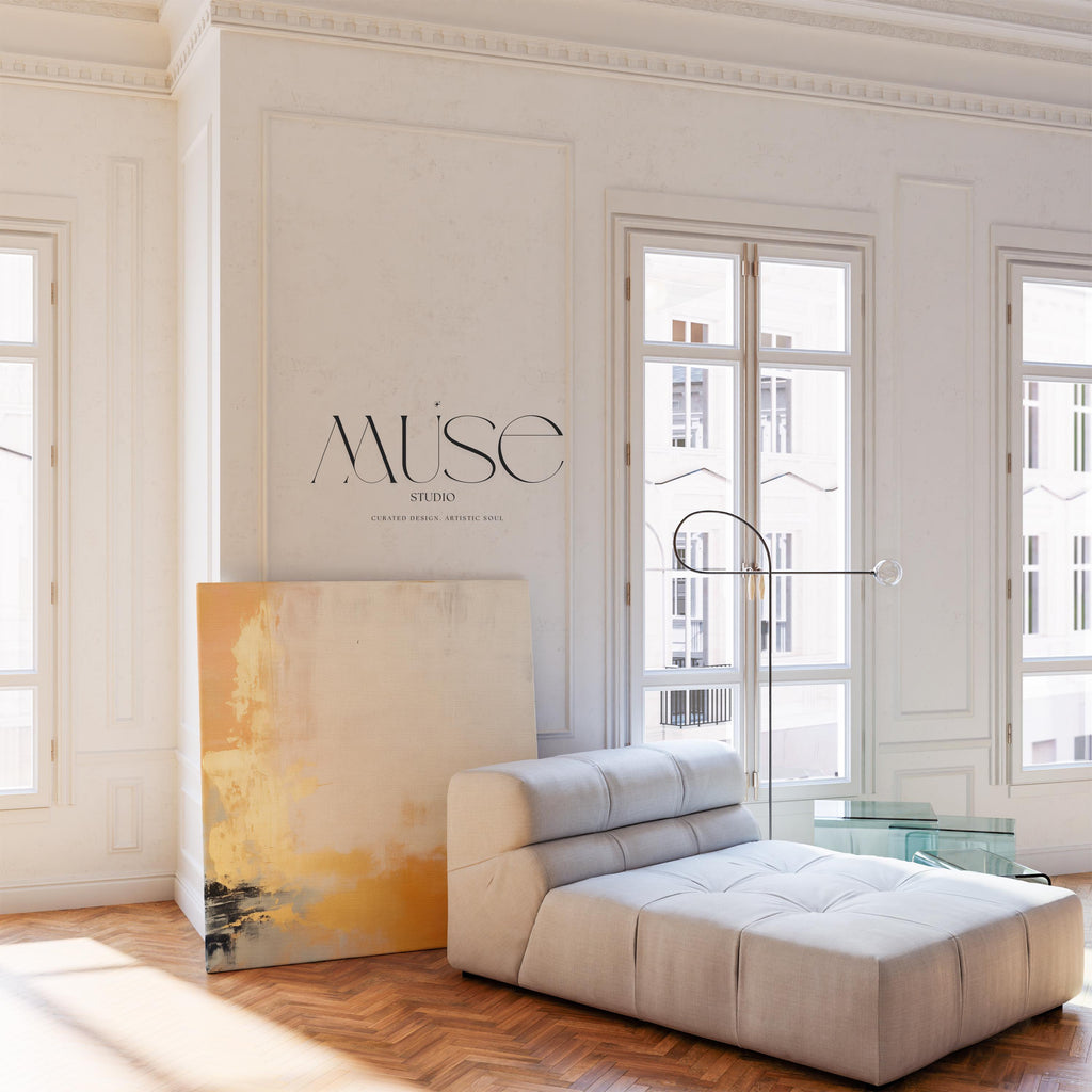 Warm Minimalist Canvas Art Earthy Yellow Gold Square Canvas Print Soft Modern Neutral Decor Earth Tones Living Room Bedroom 356