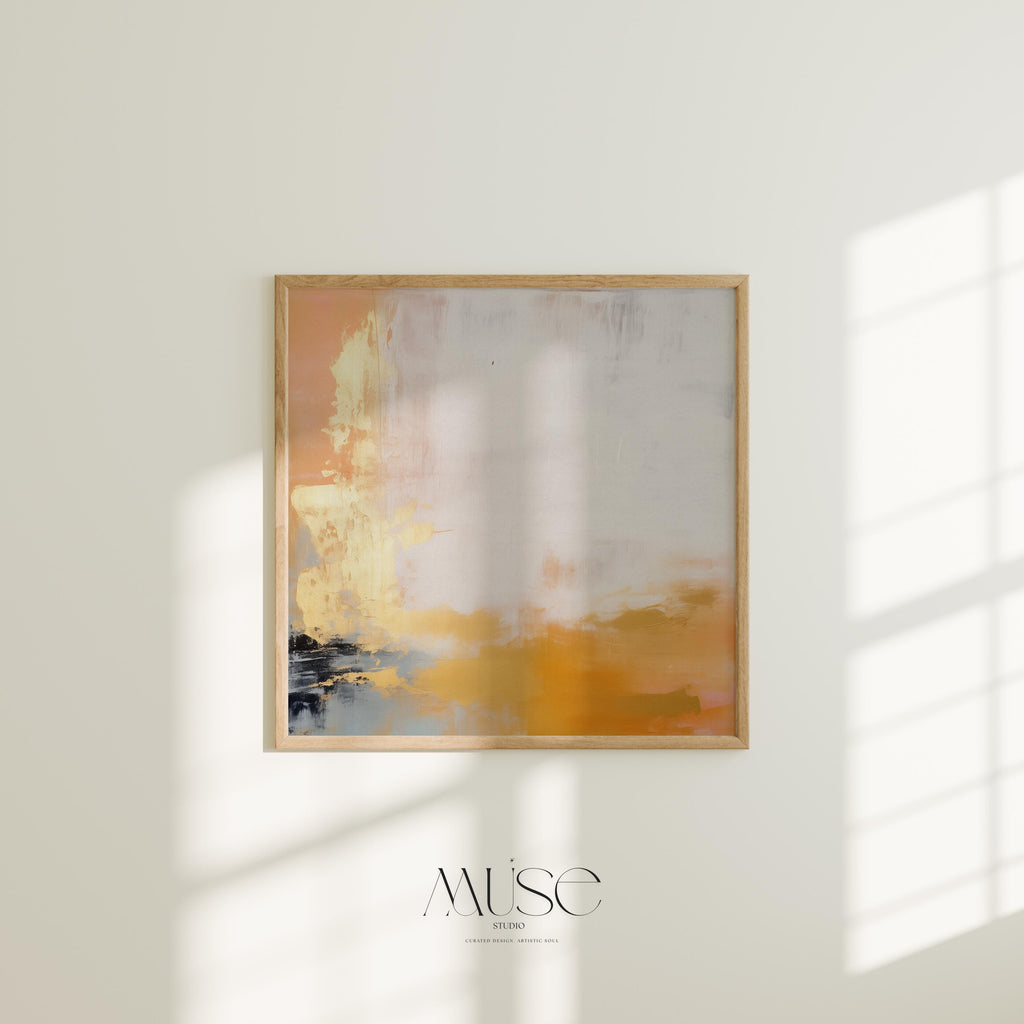 Warm Minimalist Wall Art Earthy Yellow Neutral Square Fine Art Print Poster Natural Organic Modern Decor Bedroom Living Room 356