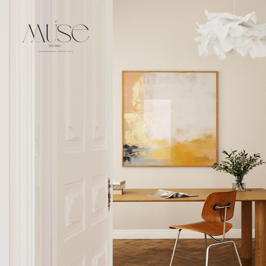 Warm Minimalist Wall Art Earthy Yellow Neutral Square Fine Art Print Poster Natural Organic Modern Decor Bedroom Living Room 356