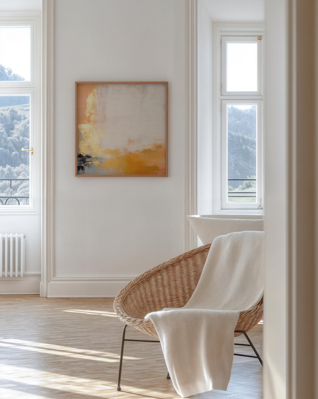 Warm Minimalist Wall Art Earthy Yellow Neutral Square Fine Art Print Poster Natural Organic Modern Decor Bedroom Living Room 356