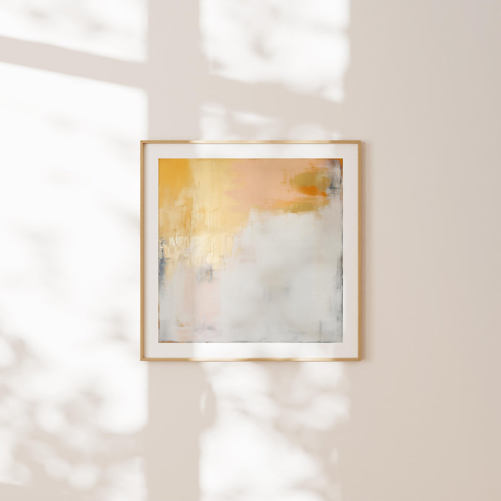 Warm Minimalist Abstract Wall Art Yellow Ochre Creamy White Large Fine Art Print Poster Muted Modern Neutral Living Room Bedroom 357