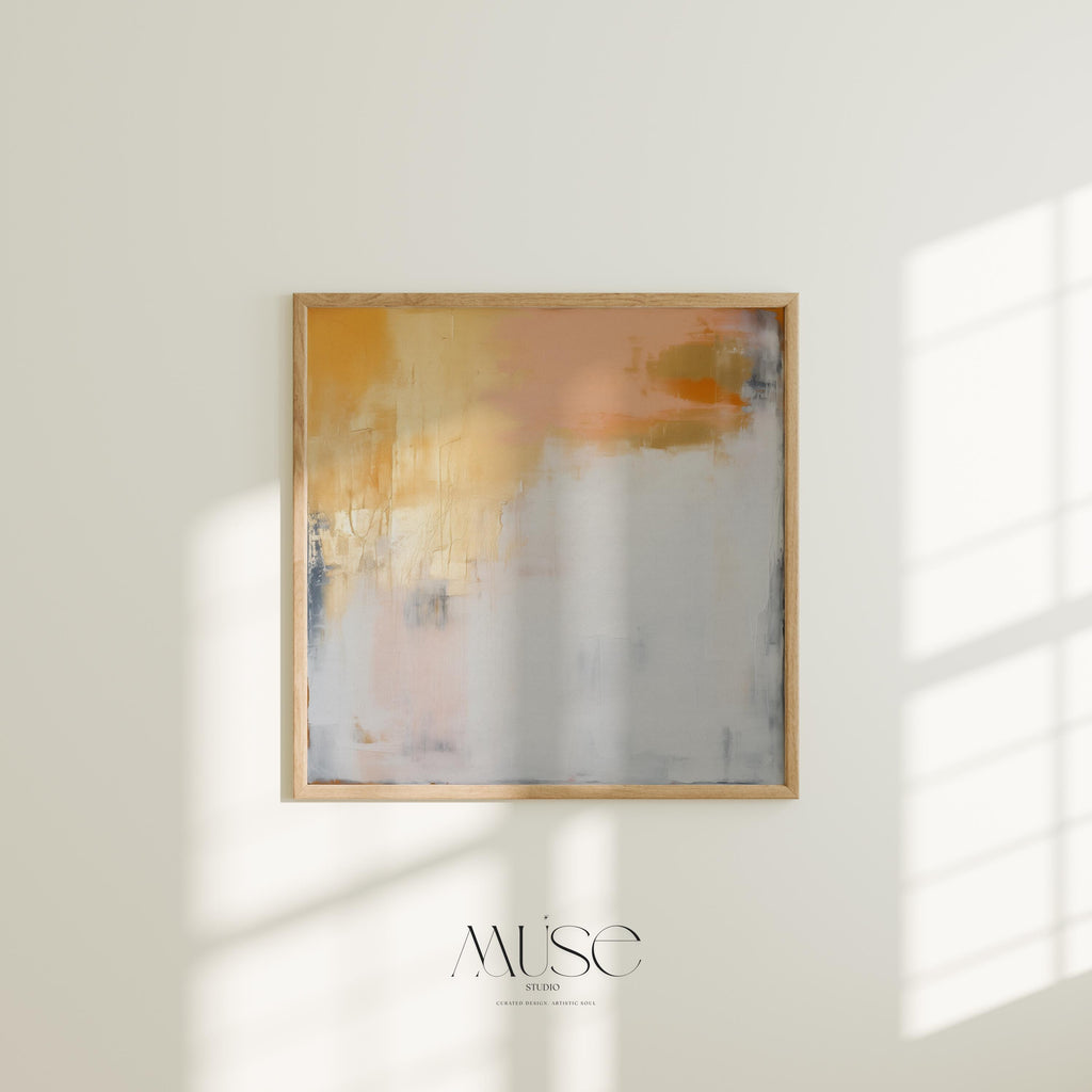 Warm Minimalist Abstract Wall Art Yellow Ochre Creamy White Large Fine Art Print Poster Muted Modern Neutral Living Room Bedroom 357