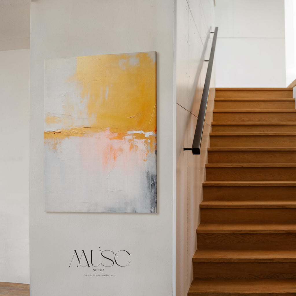 Large Canvas Wall Art Yellow White Gold Abstract Painting Metallic Luster Soft Neutral Decor Nature Inspired Art for Living Room 209