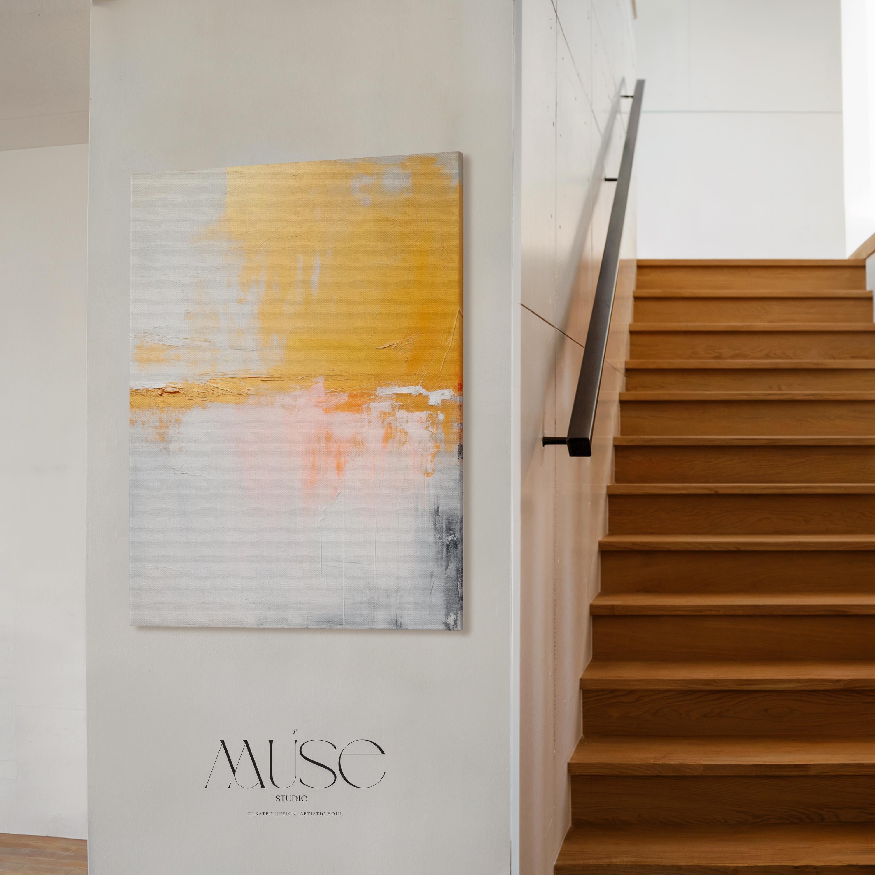Large Canvas Wall Art Yellow White Gold Abstract Painting Metallic Luster Soft Neutral Decor Nature Inspired Art for Living Room 209