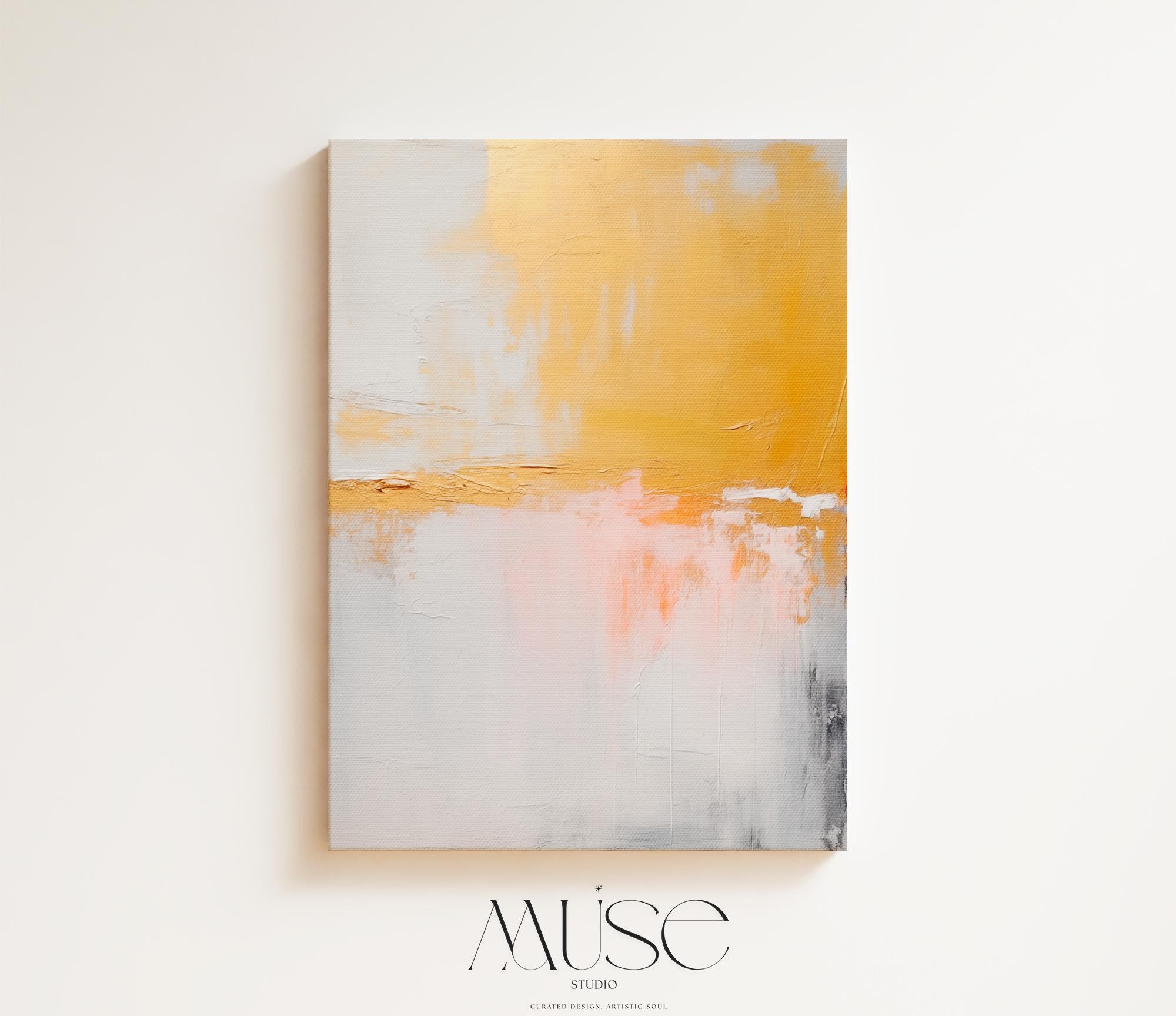 Large Canvas Wall Art Yellow White Gold Abstract Painting Metallic Luster Soft Neutral Decor Nature Inspired Art for Living Room 209