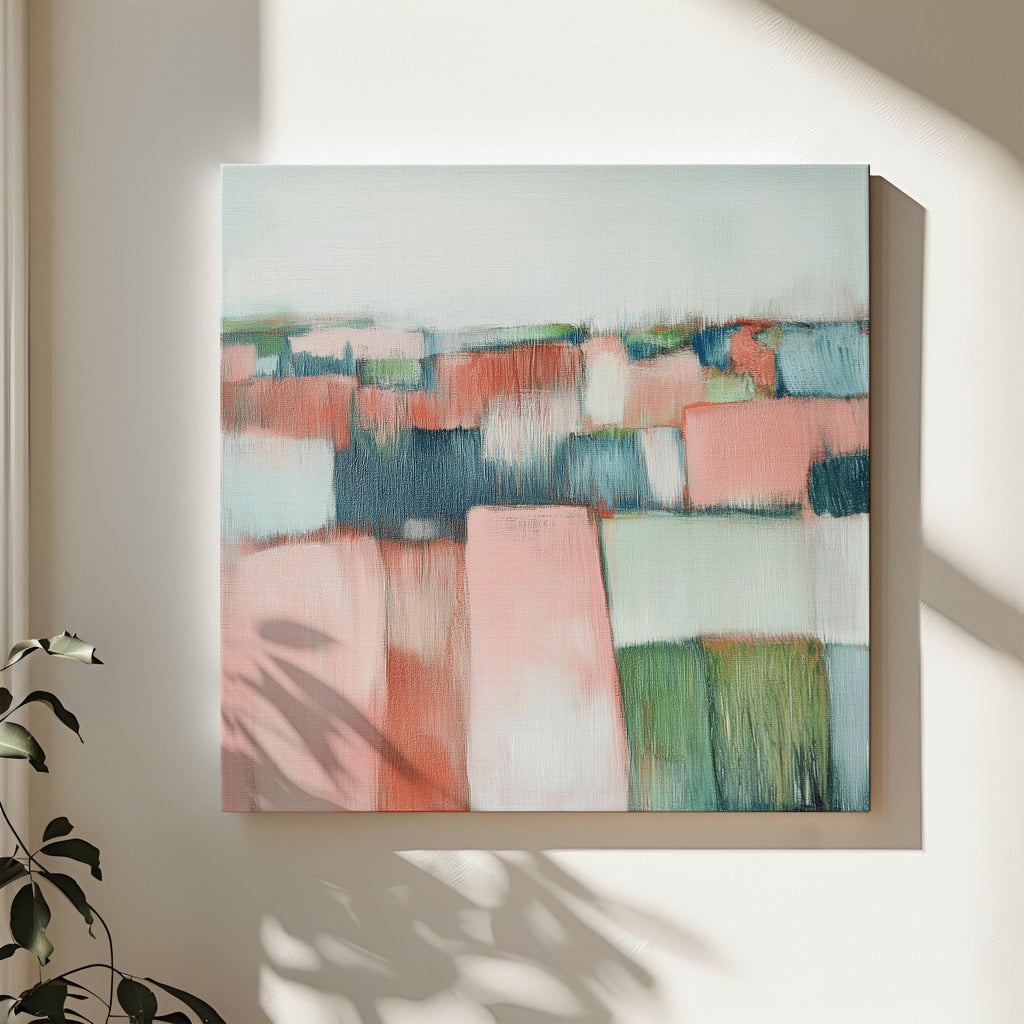 Oversized Abstract Canvas Art Coral Pink Green Large Modern Painting Eclectic Boho Muted Modern Home Decor for Living Room Bedroom 385 Stretched Canvas Art Large abstract wall decor on stretched canvas, gallery-wrapped and ready to hang. Perfect for colorful wall art in living rooms, office spaces, and design projects. Giclée canvas print with bold brushwork and vibrant modern style for impactful home decor. Muse Studio Decor Art.