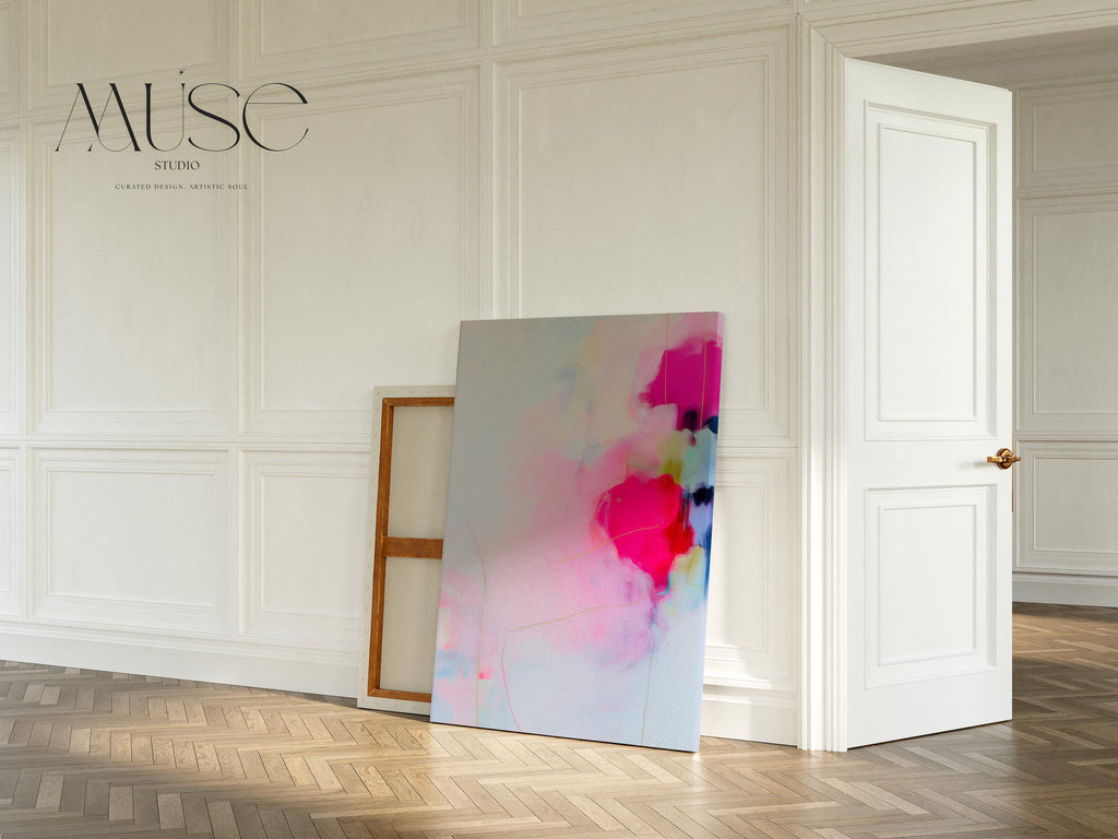 Soft Abstract Canvas Art Pink Blush White Hints Large Canvas Print Soft Contemporary Pastel Botanical Calm Eclectic Modern Home Decor 436 Stretched Canvas Art Large abstract wall decor on stretched canvas, gallery-wrapped and ready to hang. Perfect for colorful wall art in living rooms, office spaces, and design projects. Giclée canvas print with bold brushwork and vibrant modern style for impactful home decor. Muse Studio Decor Art.