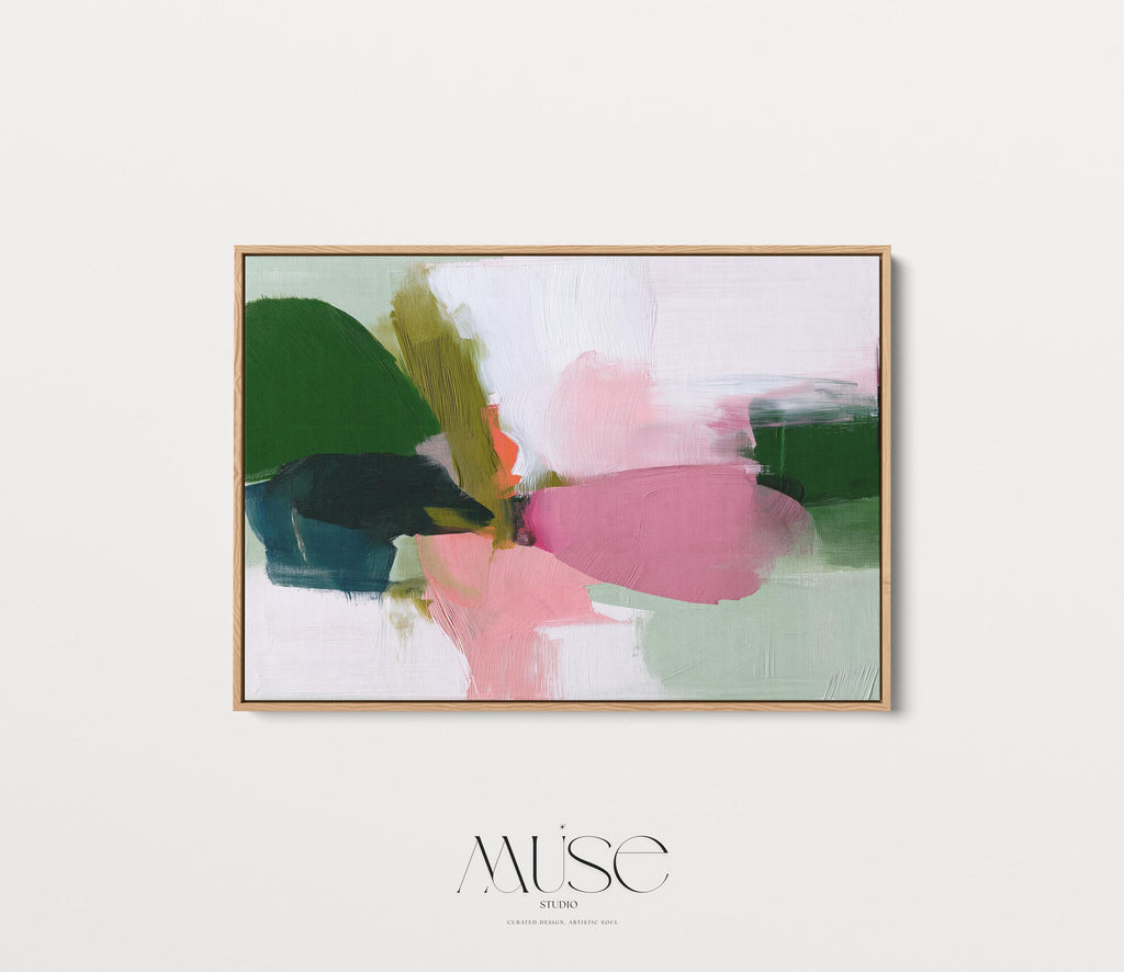 Large Abstract Canvas Art Green Pink White Bold Color Pop Framed Painting Dopamine Decor Modern Home Living Room Bedroom Accent 430 wall art prints, living room decor, abstract painting, abstract art, modern wall art, modern art, living room art, abstract wall art, canvas wall art, wall art, abstract print, colorful wall art