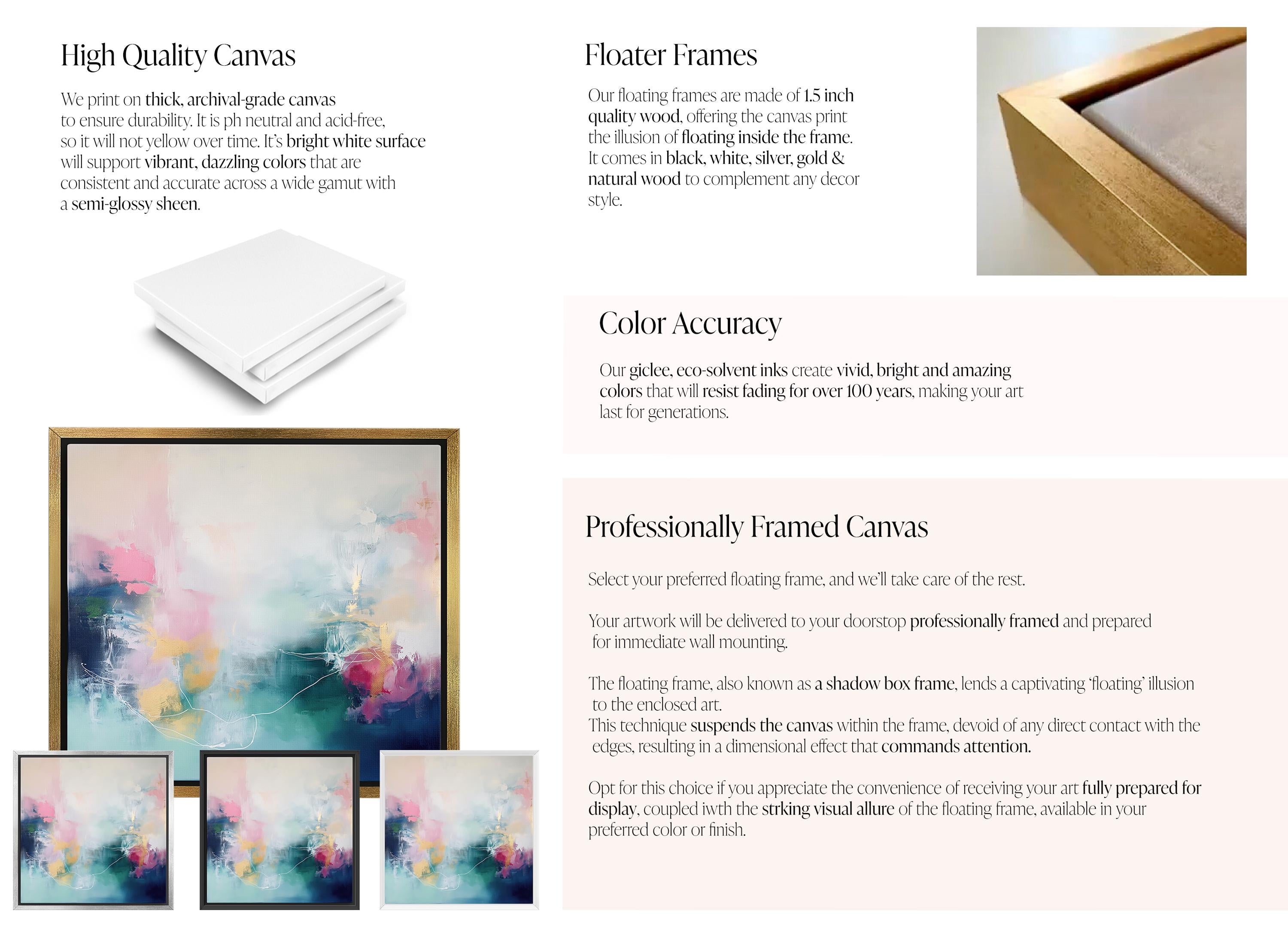 Large Pastel Abstract Canvas Wall Art in Pink, Teal, and Yellow, Framed Soft Neutral Painting for Dining Room or Entryway 454