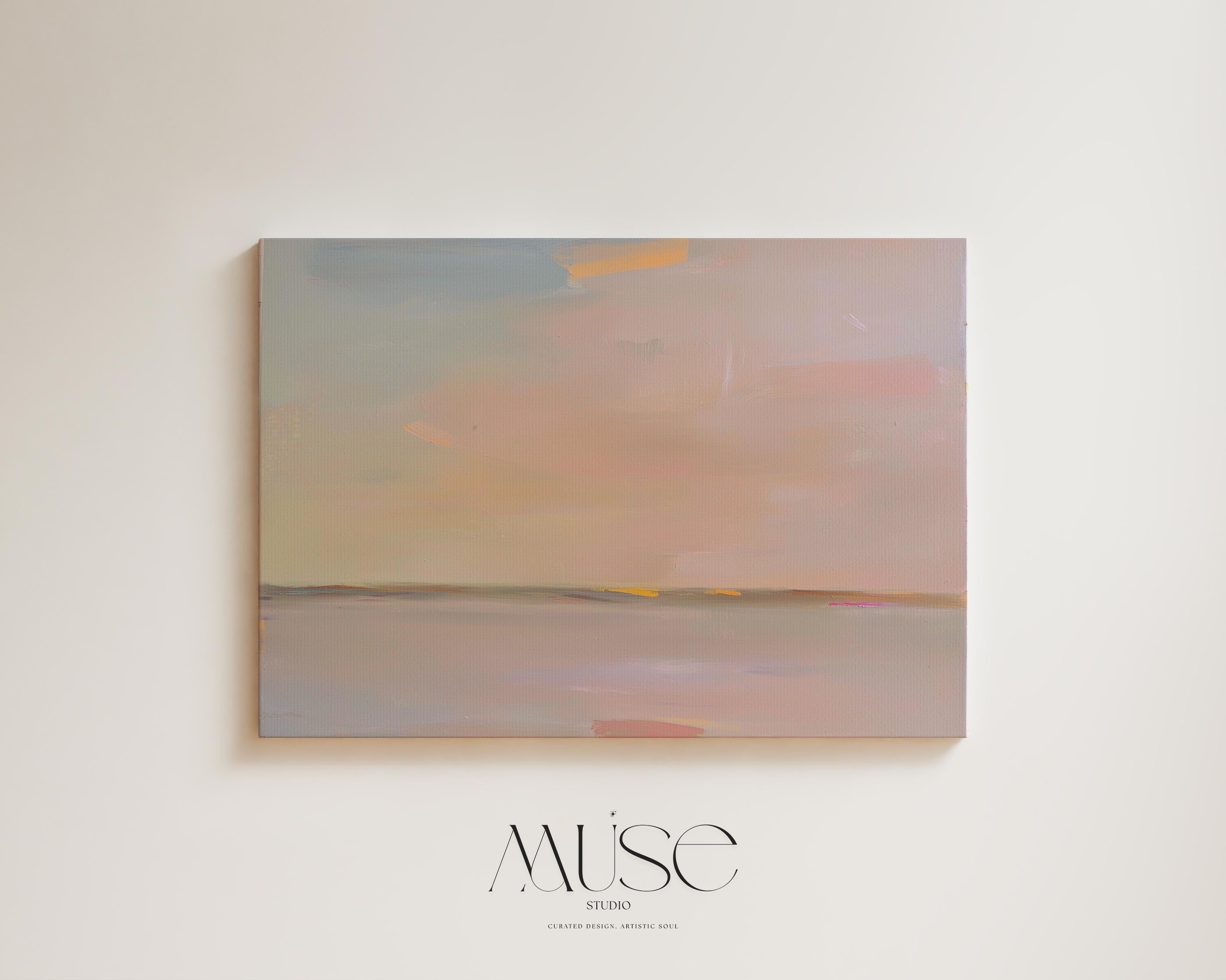 Large Canvas Wall Art Soft Neutral Horizon Abstract Painting Muted Modern Pastel Tones Warm Minimalist Decor for Bedroom or Living 459 Stretched Canvas Art Large abstract wall decor on stretched canvas, gallery-wrapped and ready to hang. Perfect for colorful wall art in living rooms, office spaces, and design projects. Giclée canvas print with bold brushwork and vibrant modern style for impactful home decor. Muse Studio Decor Art.