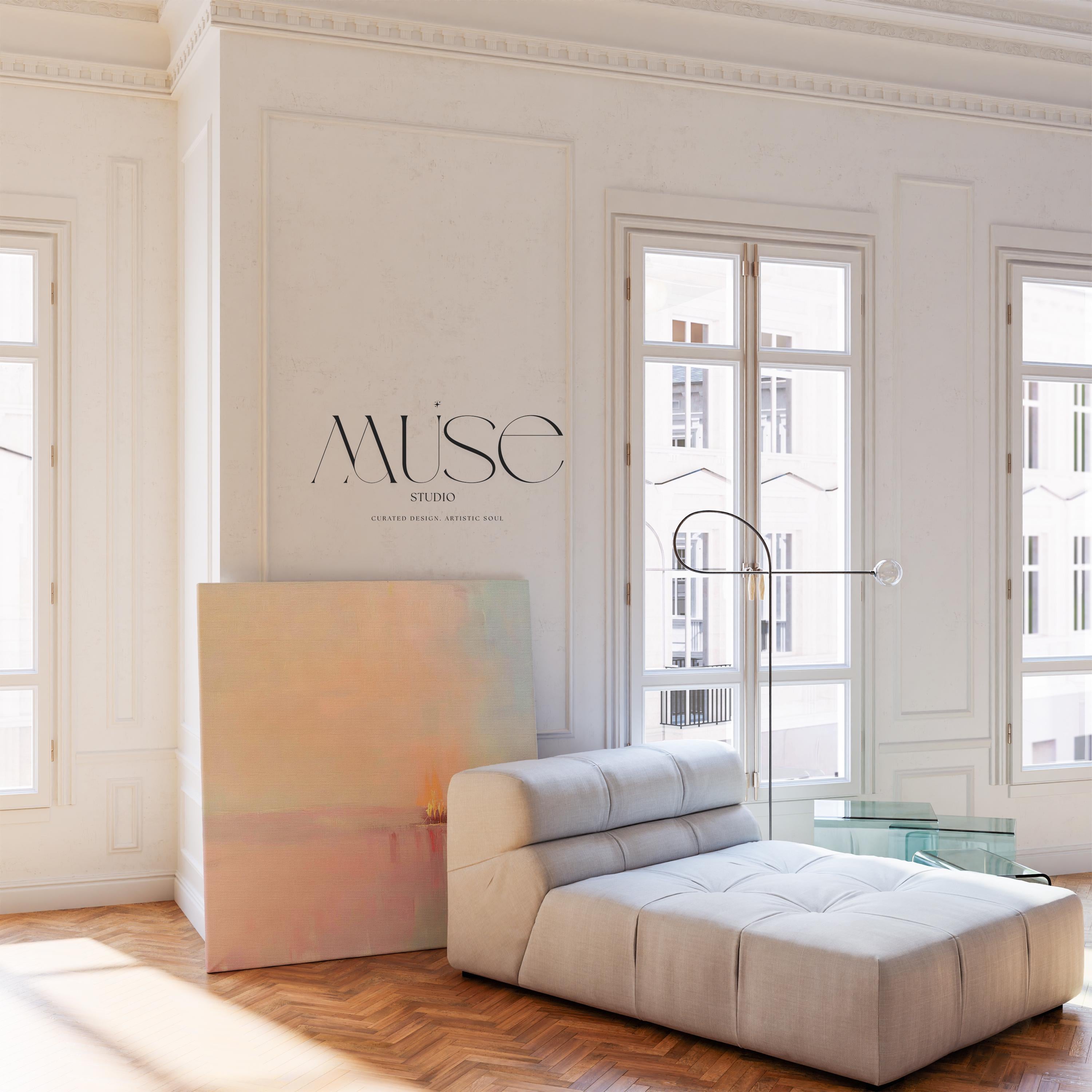 Large Canvas Wall Art Soft Pastel Horizon Abstract Painting Blush Pink Glow Warm Minimalist Decor for Bedroom Dining Room 461