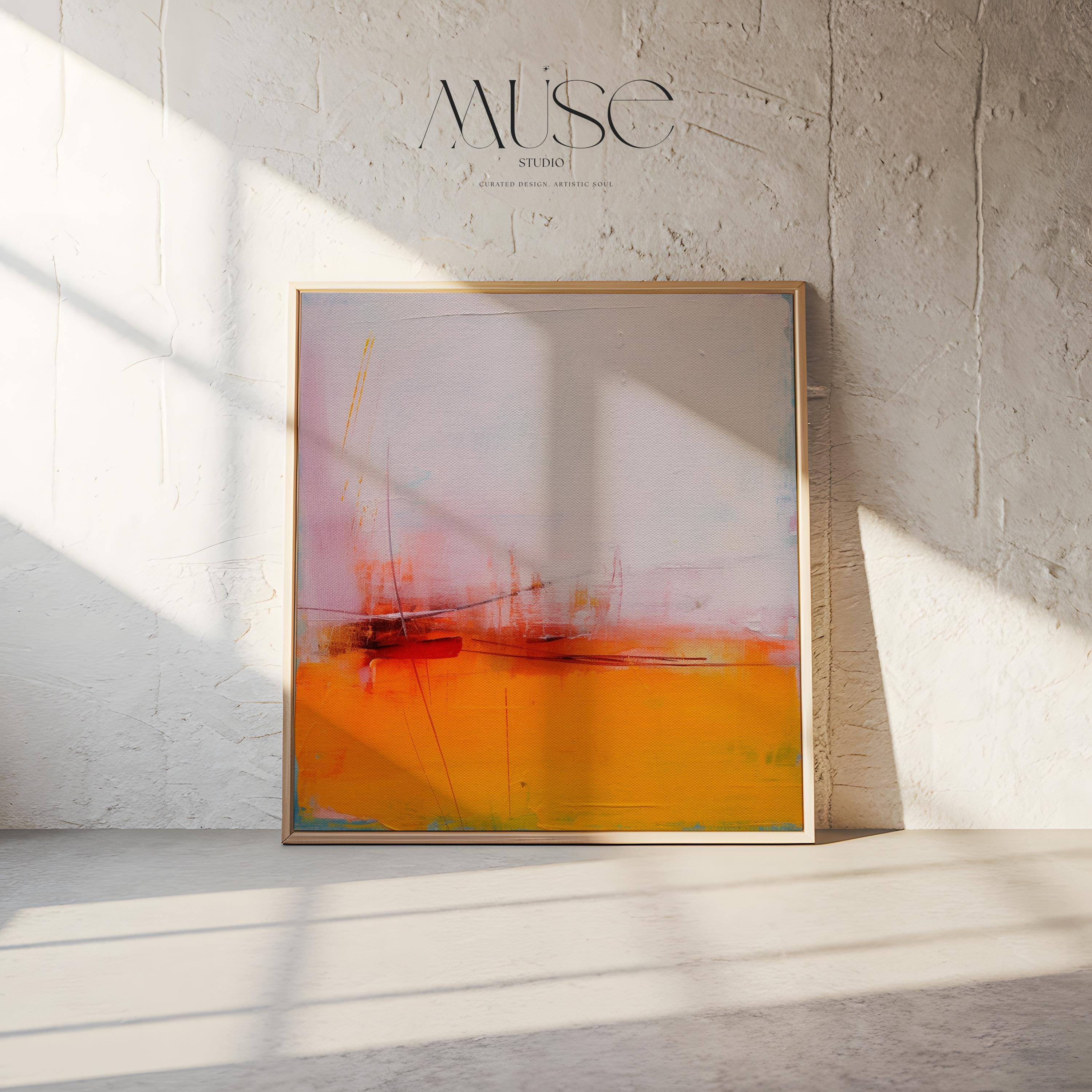 Framed Wall Art, Bold Abstract Canvas Art in Orange Red Pink Oversized Wall Art for Living Room Bedroom or Office by Muse Studio Decor 108
