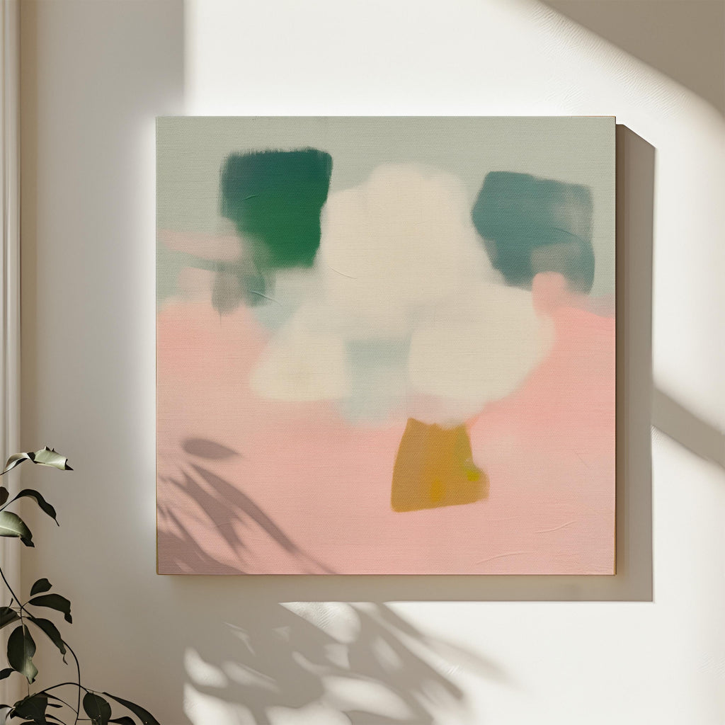 Large Canvas Wall Art Pink Green White Abstract Painting for Soft Minimalist Decor Neutral Organic Bedroom or Modern Home Style 362