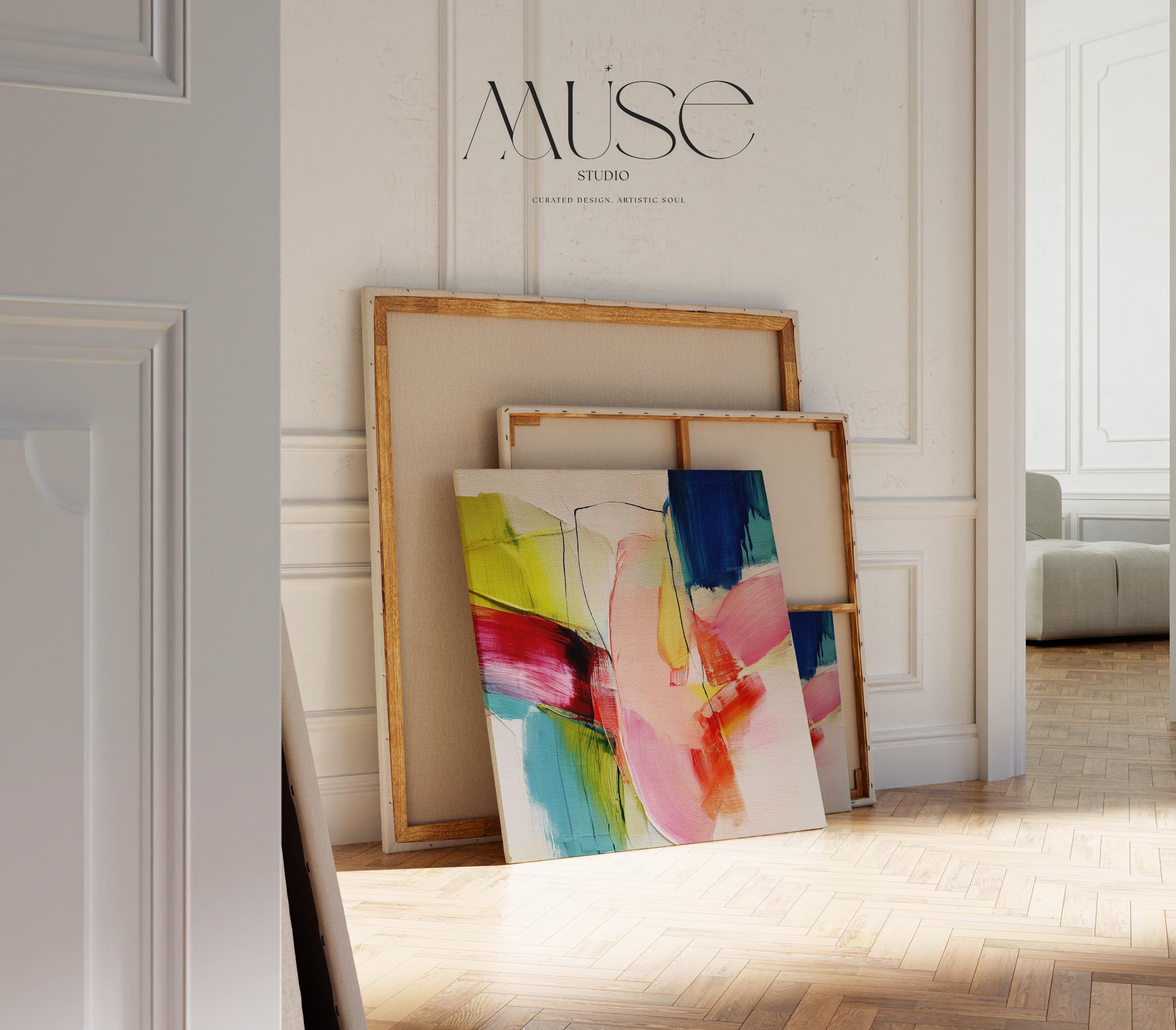 Oversized Canvas Wall Art Color Pop Abstract Painting Pink Blue Lime Modern Decor Art for Living Room Eclectic Dopamine Style 464 Stretched Canvas Art Large abstract wall decor on stretched canvas, gallery-wrapped and ready to hang. Perfect for colorful wall art in living rooms, office spaces, and design projects. Giclée canvas print with bold brushwork and vibrant modern style for impactful home decor. Muse Studio Decor Art.