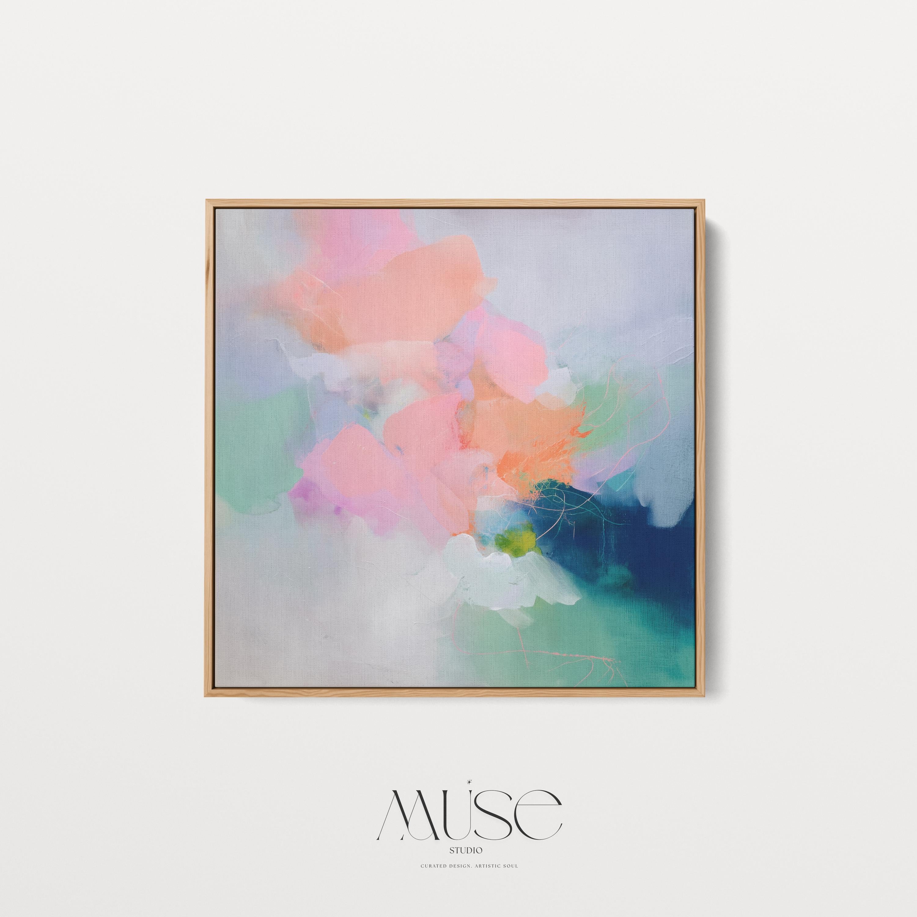 Wall Art, Large Abstract painting, colorful canvas, large abstract print, painting on canvas, wall art poster, Blue & Pink | Aurora Muse 295