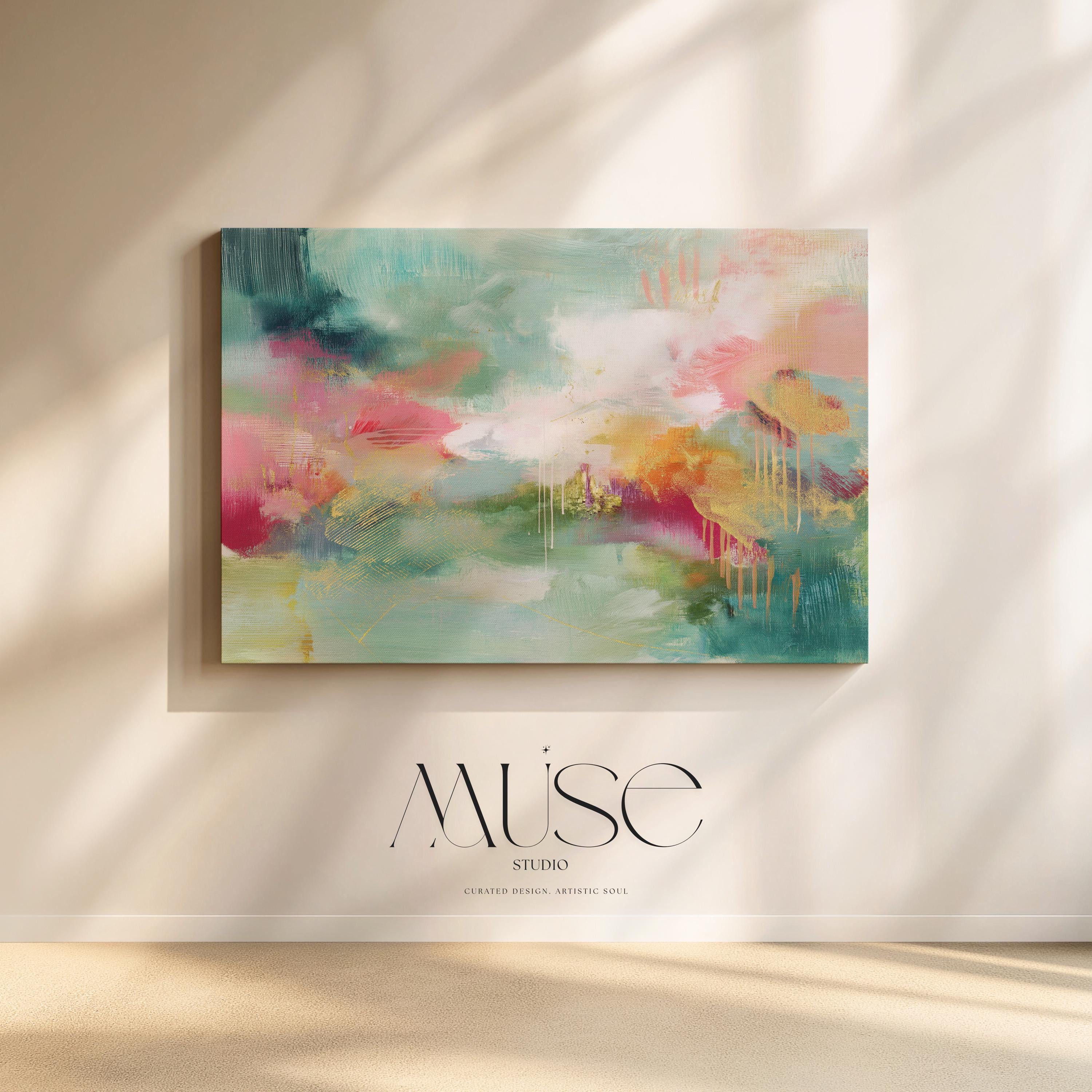 Multicolor Abstract Canvas, Large Framed Artwork for Bedroom & Office Decor, Colorful Modern Wall Art | Aurora Muse 275