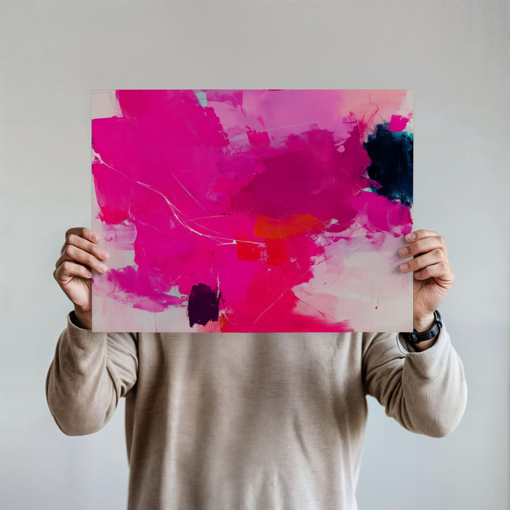 Hot Pink Abstract Poster Print Bold Modern Wall Art with Navy and Orange for Office Living Room or Dorm Dopamine Decor Statement 445 Giclée Rolled Canvas Art Abstract decor art printed as a giclée on rolled canvas, ideal for framing and custom wall decor. Bold and colorful wall art designed for modern interiors, home styling, and office decor. Large statement prints bring vibrant energy to curated spaces. Muse Studio Decor Art.