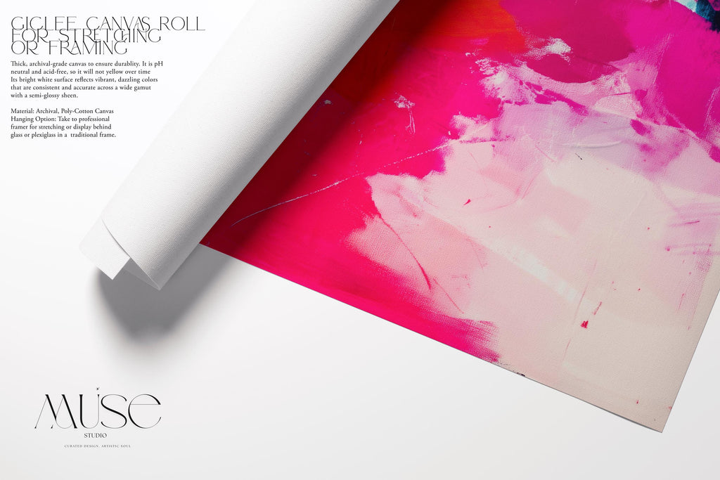 Hot Pink Abstract Poster Print Bold Modern Wall Art with Navy and Orange for Office Living Room or Dorm Dopamine Decor Statement 445 Giclée Rolled Canvas Art Abstract decor art printed as a giclée on rolled canvas, ideal for framing and custom wall decor. Bold and colorful wall art designed for modern interiors, home styling, and office decor. Large statement prints bring vibrant energy to curated spaces. Muse Studio Decor Art.