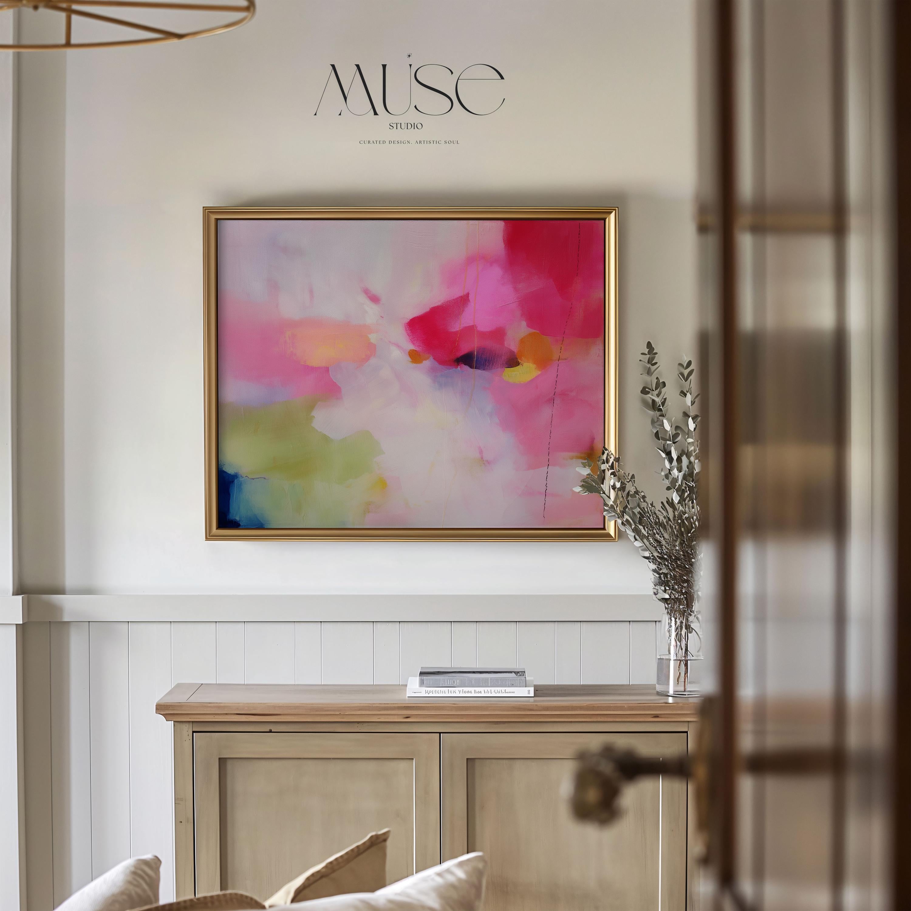 Abstract Art Print Pink Yellow Blue Fine Art Wall Decor for Living Room Office or Bedroom Soft Statement Style Art 441