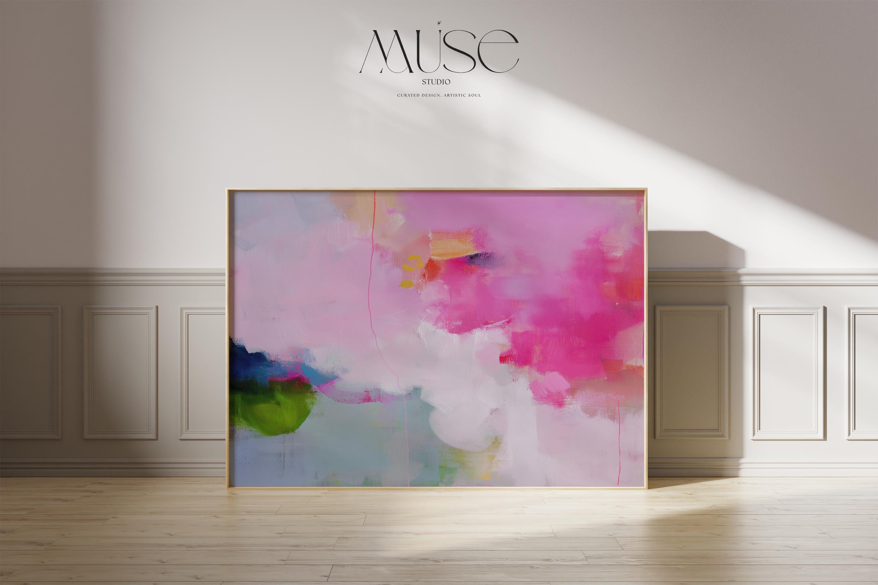 Abstract Art Print  Pink Green Blue Soft Coastal Wall Art for Bedroom Living Room or Beach House Decor Summer Art Style 424