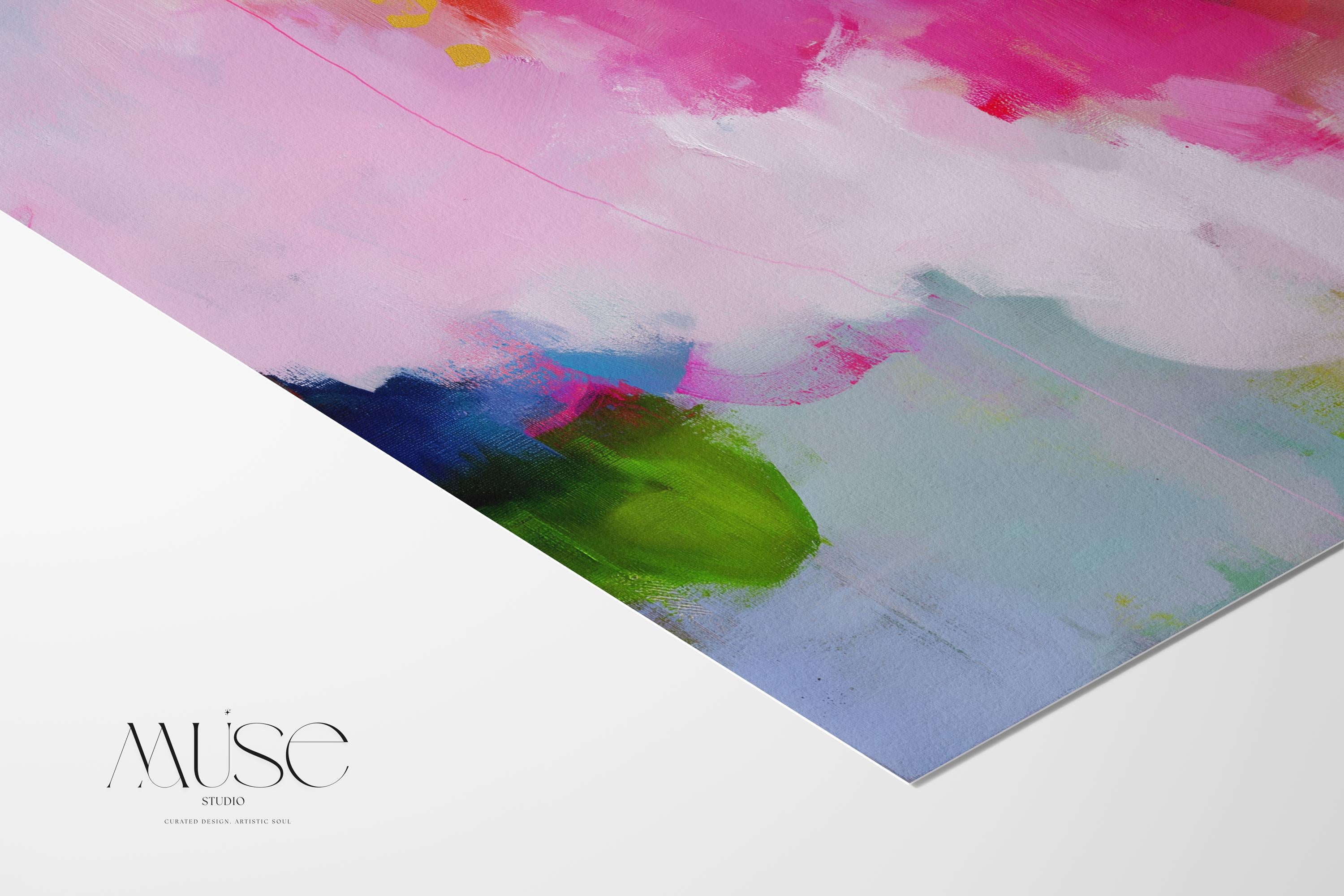 Abstract Art Print  Pink Green Blue Soft Coastal Wall Art for Bedroom Living Room or Beach House Decor Summer Art Style 424