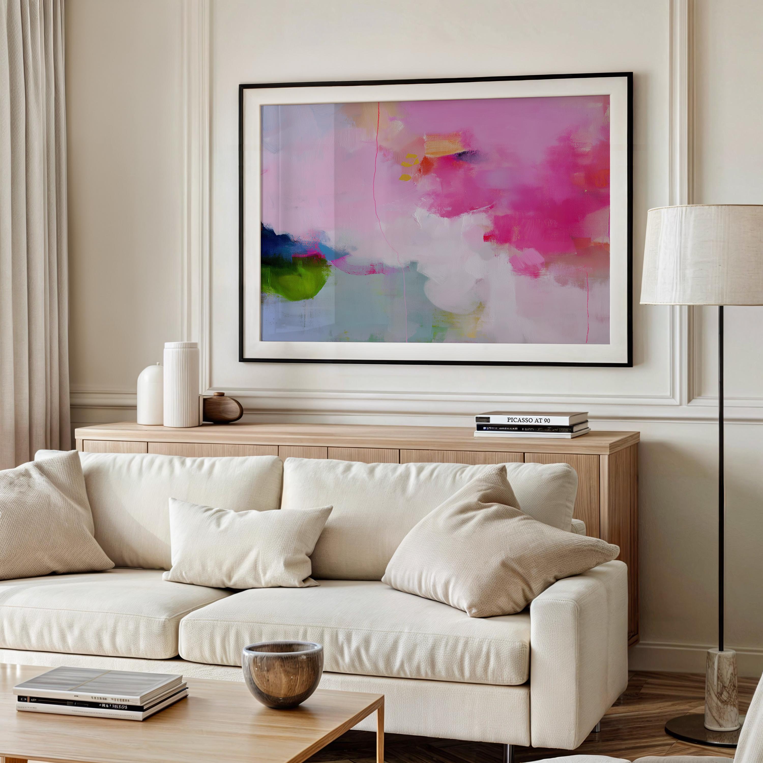 Abstract Art Print  Pink Green Blue Soft Coastal Wall Art for Bedroom Living Room or Beach House Decor Summer Art Style 424