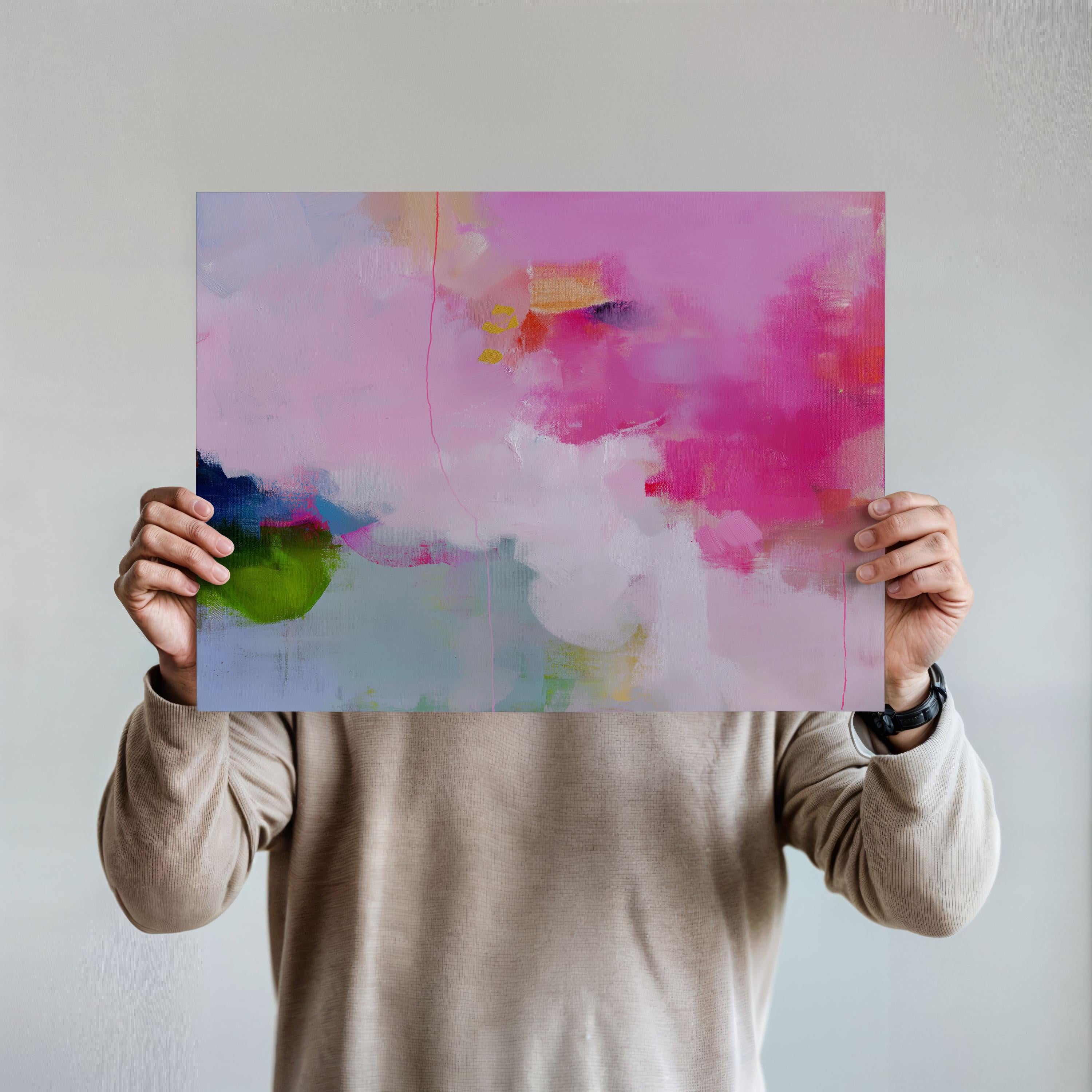 Abstract Art Print  Pink Green Blue Soft Coastal Wall Art for Bedroom Living Room or Beach House Decor Summer Art Style 424