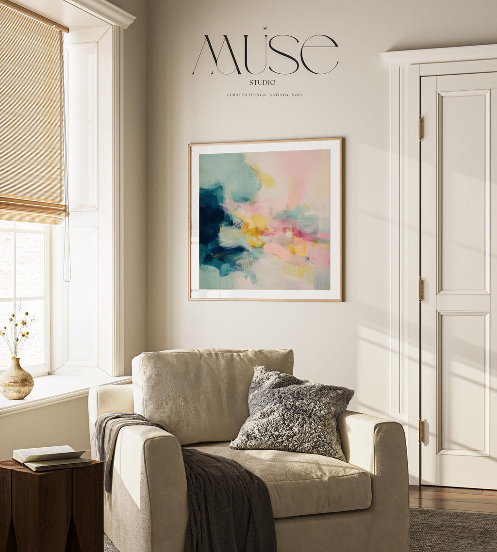 Abstract Art Print Soft Pastel Wall Decor for Bathroom Boho Coquette Fine Art Poster Soft Contemporary MUSE 319