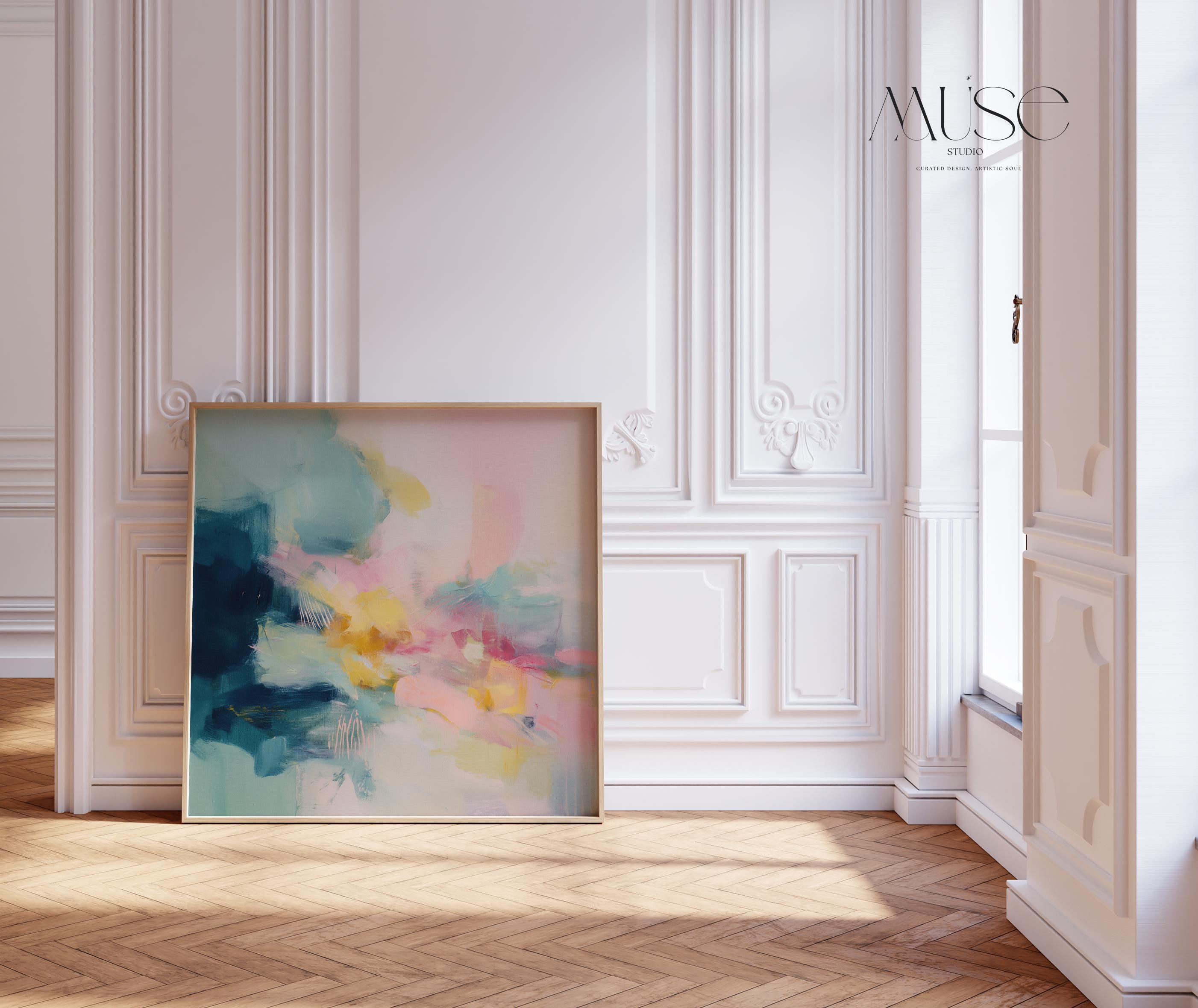 Abstract Art Print Soft Pastel Wall Decor for Bathroom Boho Coquette Fine Art Poster Soft Contemporary MUSE 319