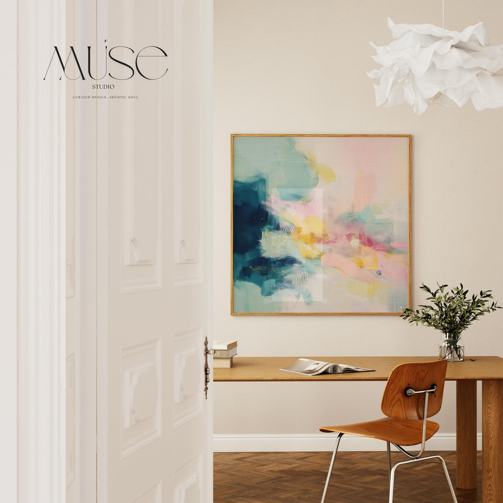Abstract Art Print Soft Pastel Wall Decor for Bathroom Boho Coquette Fine Art Poster Soft Contemporary MUSE 319