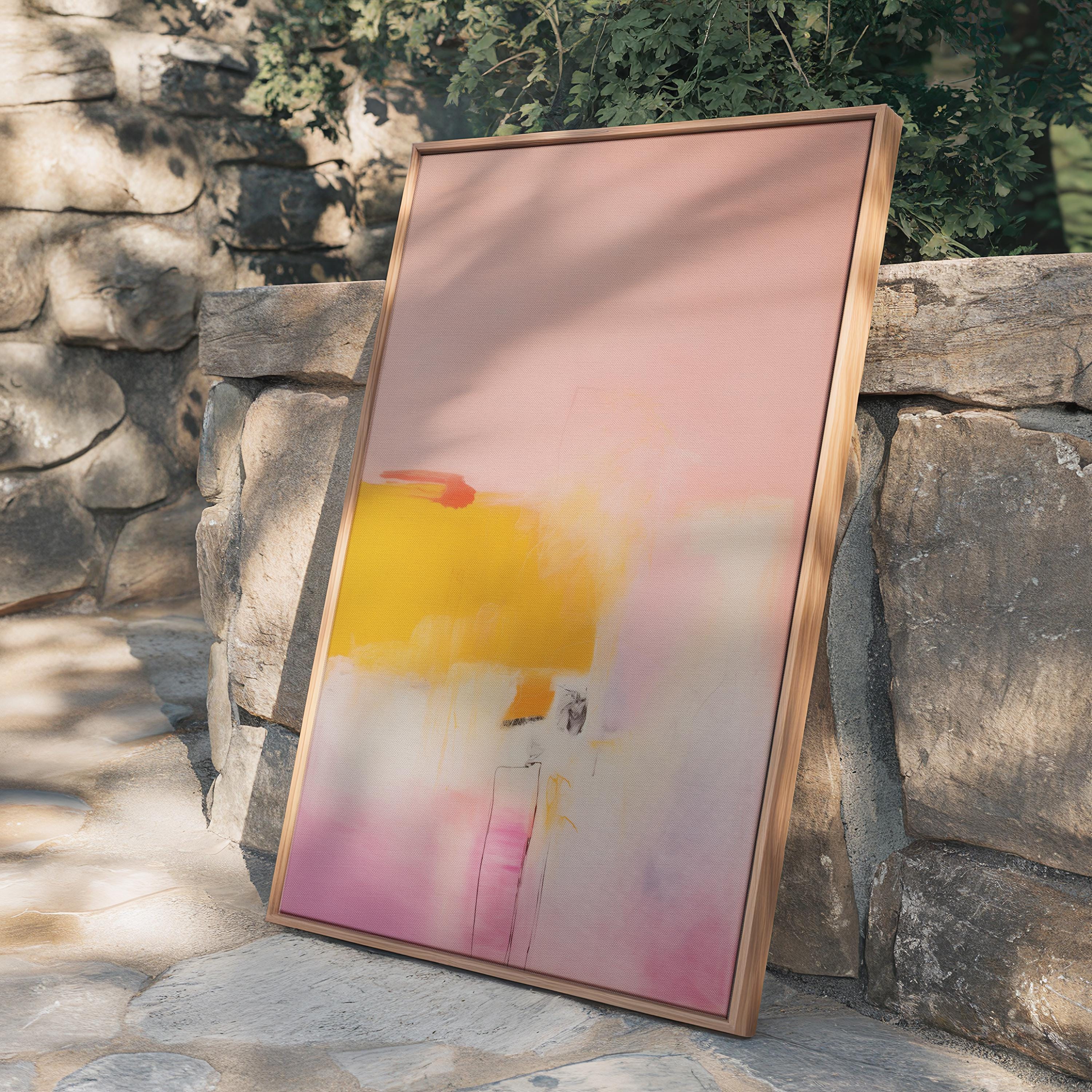 Pink wall art, pastel midcentury modern art, soft boho decor · MUSE 473
