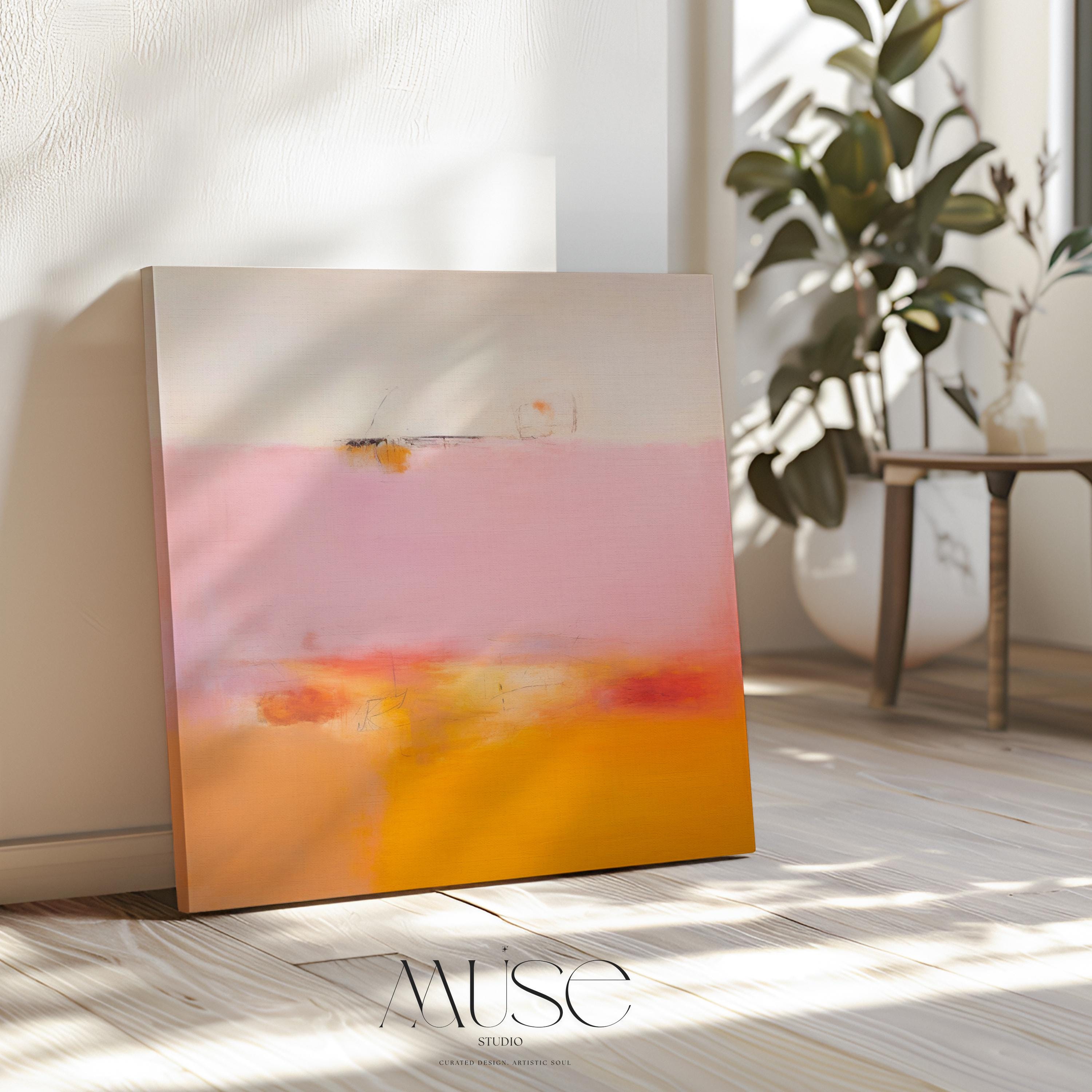 Mid Century Modern Art, Colorful Minimalist Wall Art,  Unique Abstract Art Prints, Large Canvas Wall Art, Aurora Muse 068