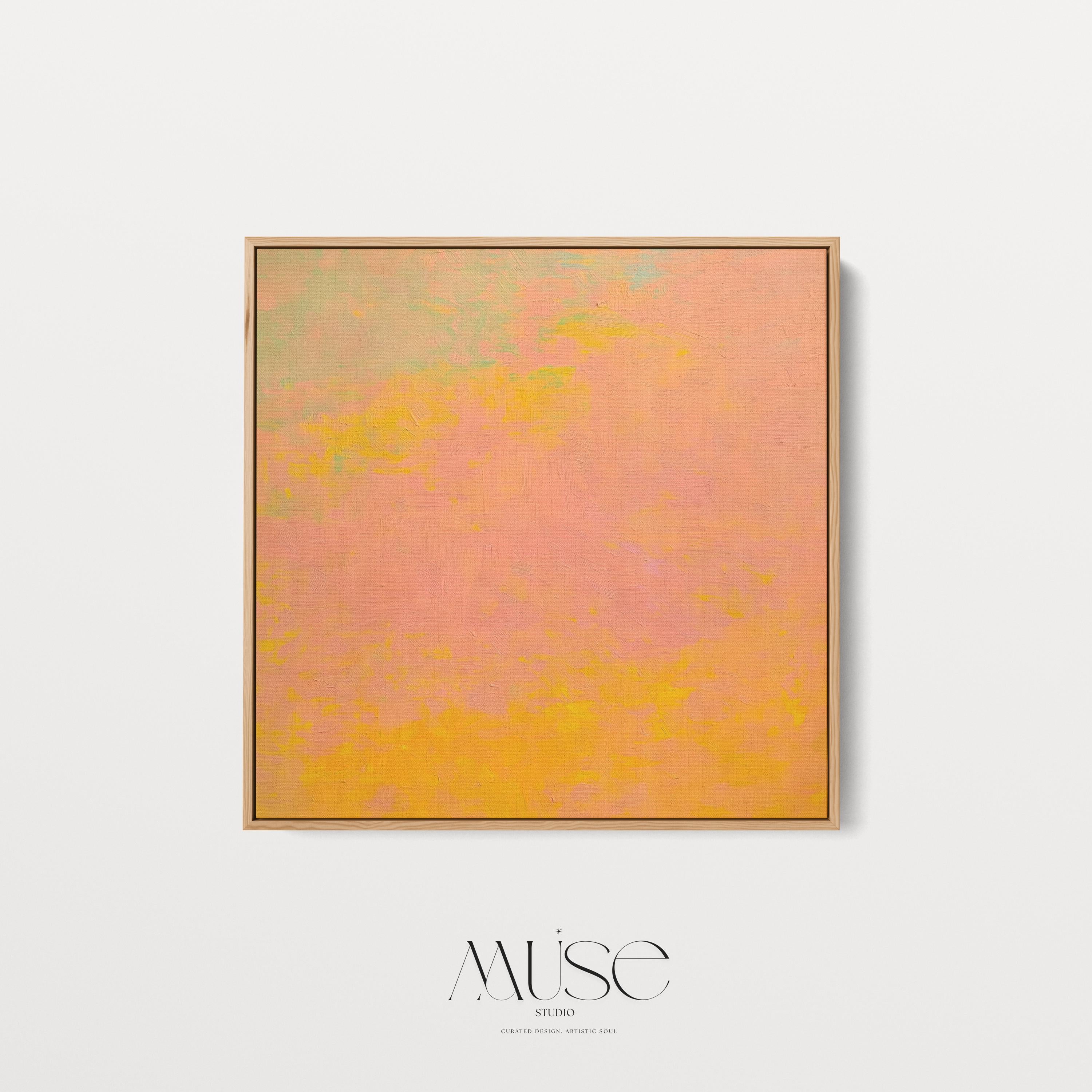 Muted Modern Abstract Canvas Wall Art Pink Orange Yellow Minimalist Painting for Neutral Living Room Decor Earthy Calm Art – Aurora 487