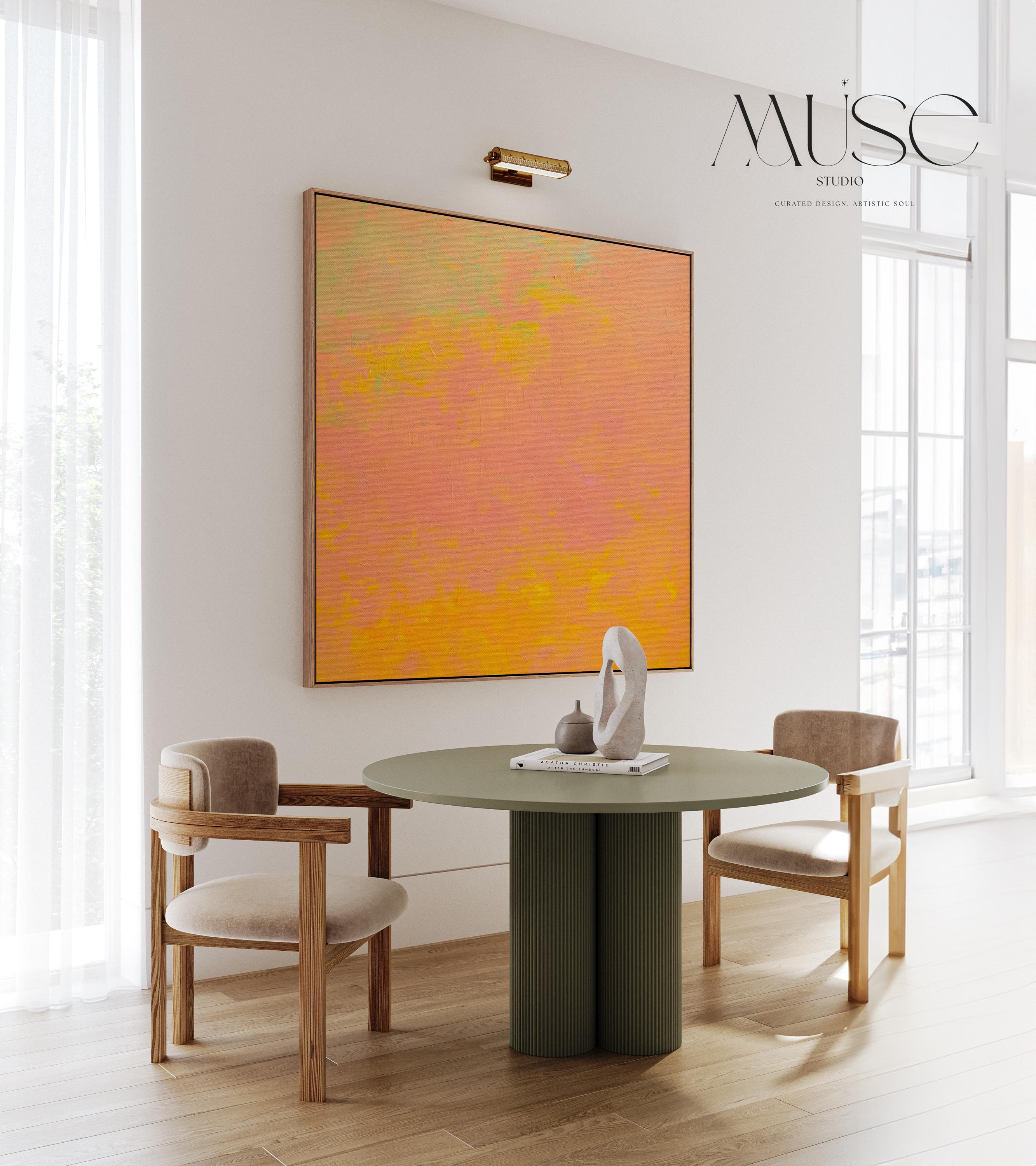 Muted Modern Abstract Canvas Wall Art Pink Orange Yellow Minimalist Painting for Neutral Living Room Decor Earthy Calm Art – Aurora 487