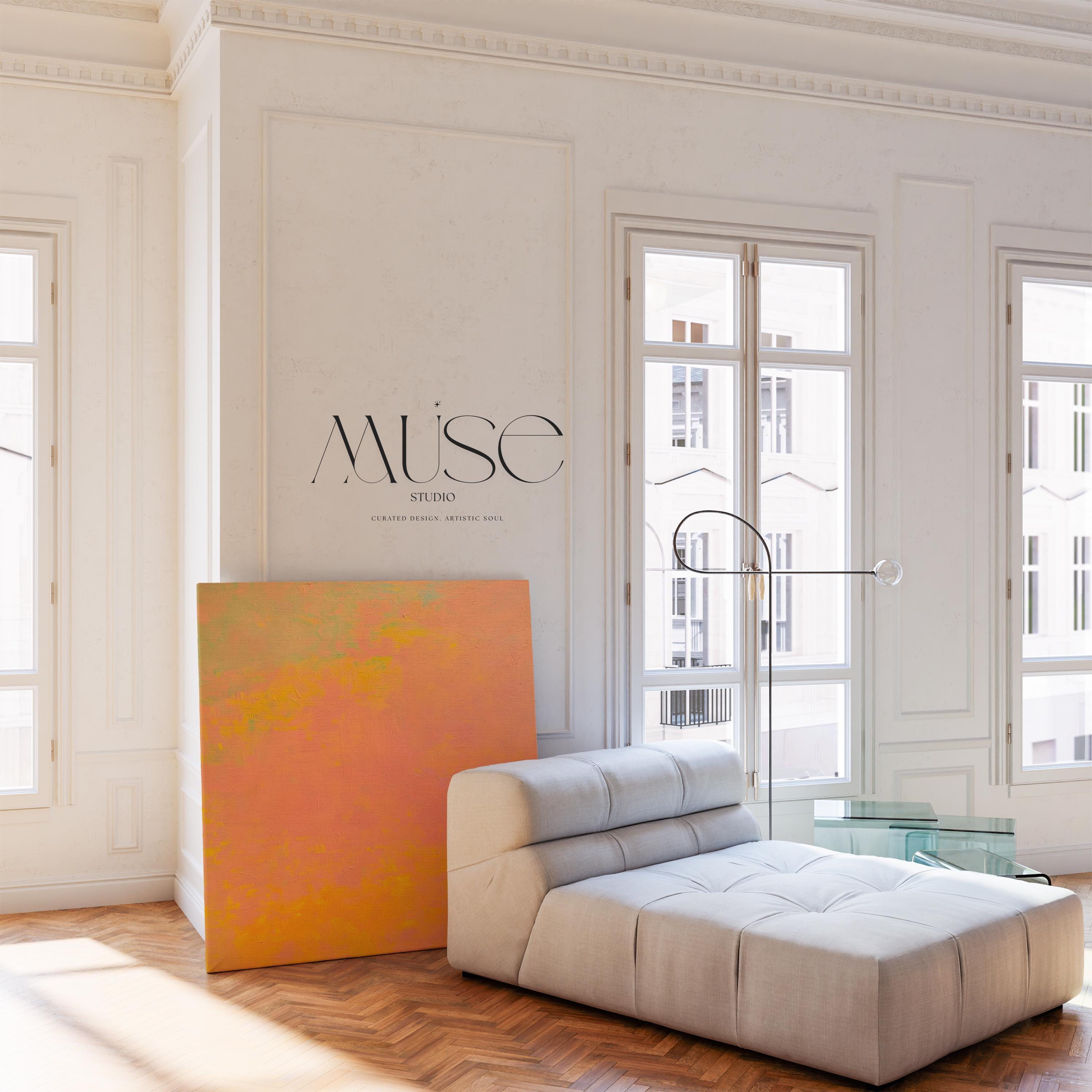 Large Minimalist Canvas Wall Art in Pink Orange and Yellow Abstract Calm Painting for Neutral Living Room Decor Warm Modern Art – Aurora 487