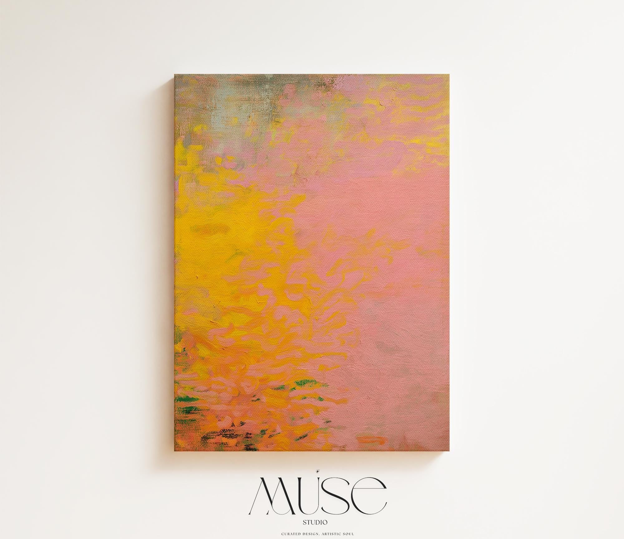 Vertical Abstract Canvas Wall Art in Warm Pink and Orange Earth Tones for Modern Rustic Interiors Living Room Decor – Aurora 489