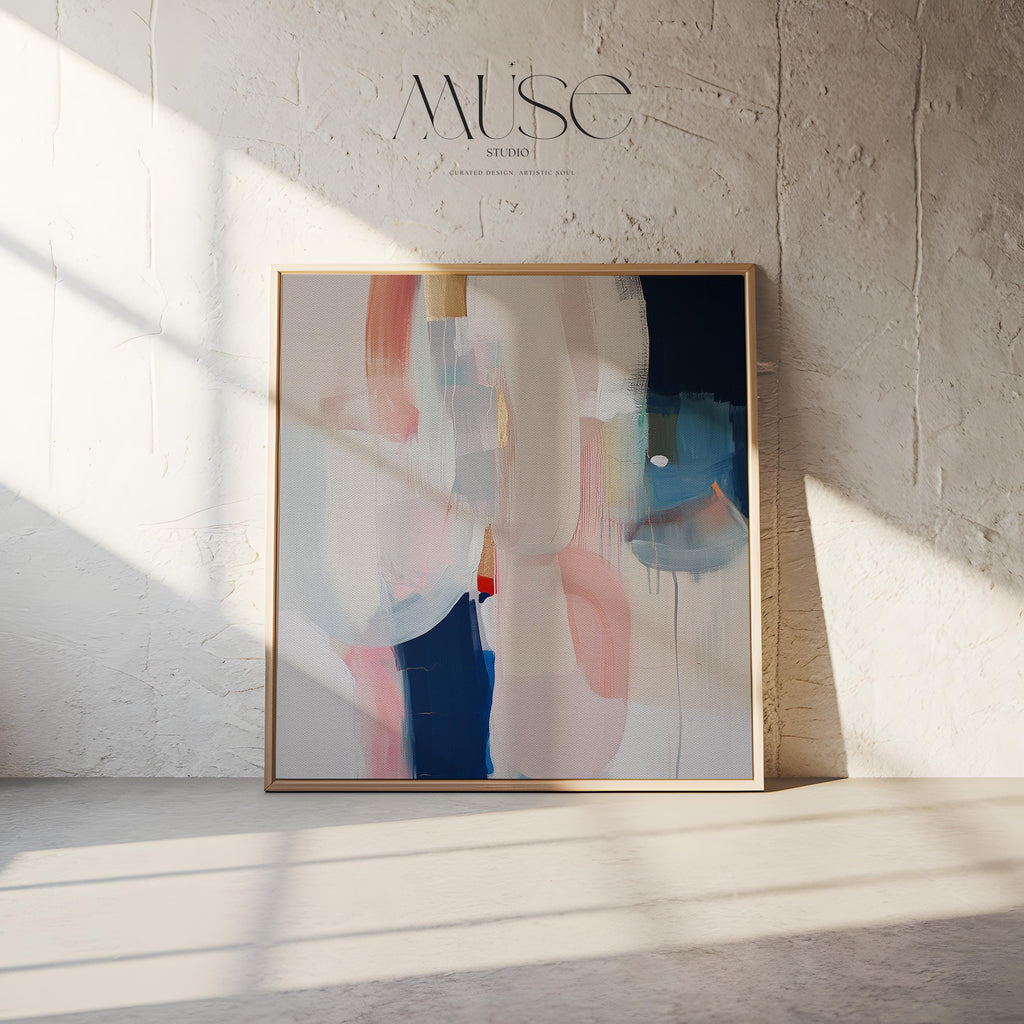 Framed Canvas Wall Art in Warm Muted Neutrals, Soft Contemporary Abstract Painting for Living Room or Bedroom, Designer Style Home Decor 438 Framed Canvas Art Colorful abstract wall art on framed canvas, perfect for bold decor art and modern wall decor. Large statement piece with expressive brushstrokes and rich textures. Ready-to-hang giclée canvas designed to energize living rooms, offices, and curated interiors. Muse Studio Decor Art.
