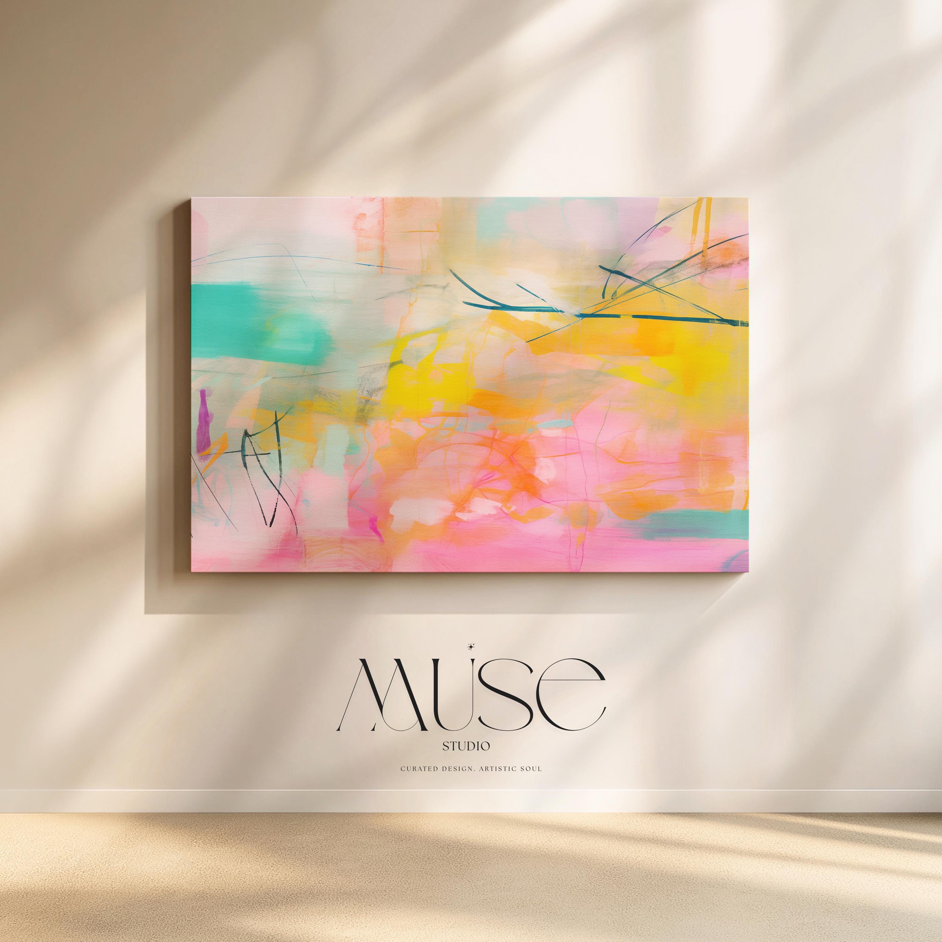 Abstract painting colorful Print, pastel pink canvas print, Coral pink painting print, extra large abstract wall art print, Art Print | 004