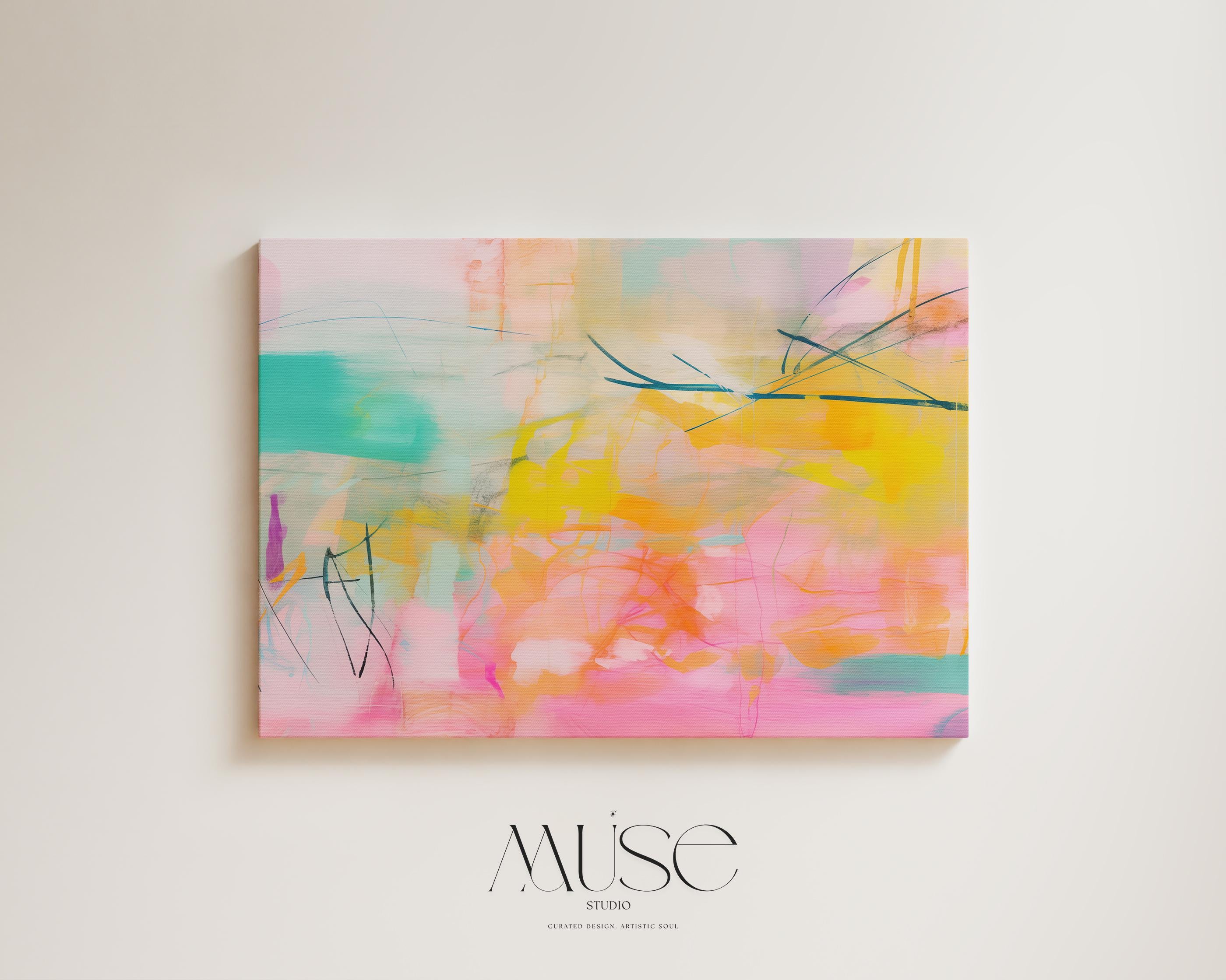 Abstract painting colorful Print, pastel pink canvas print, Coral pink painting print, extra large abstract wall art print, Art Print | 004