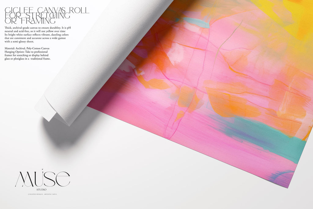 Abstract painting colorful Print, pastel pink canvas print, Coral pink painting print, extra large abstract wall art print, Art Print | 004