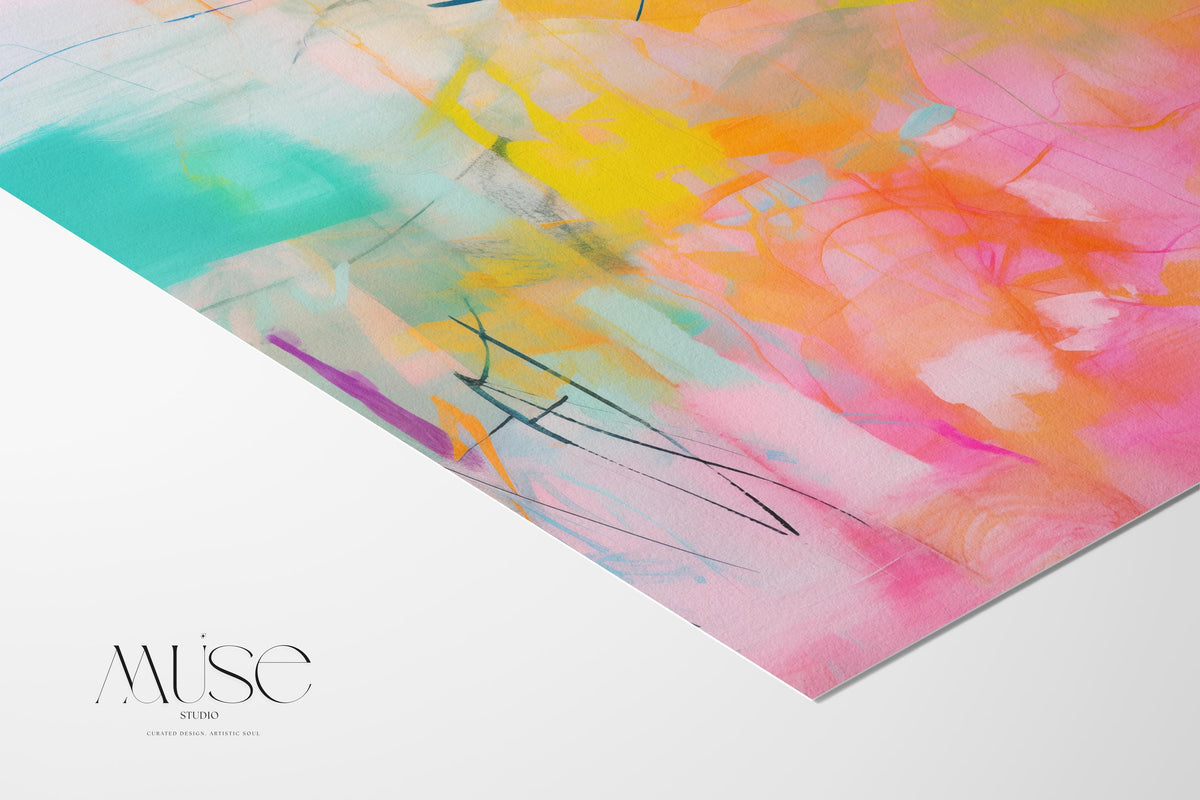 Abstract painting colorful Print, pastel pink canvas print, Coral pink painting print, extra large abstract wall art print, Art Print | 004