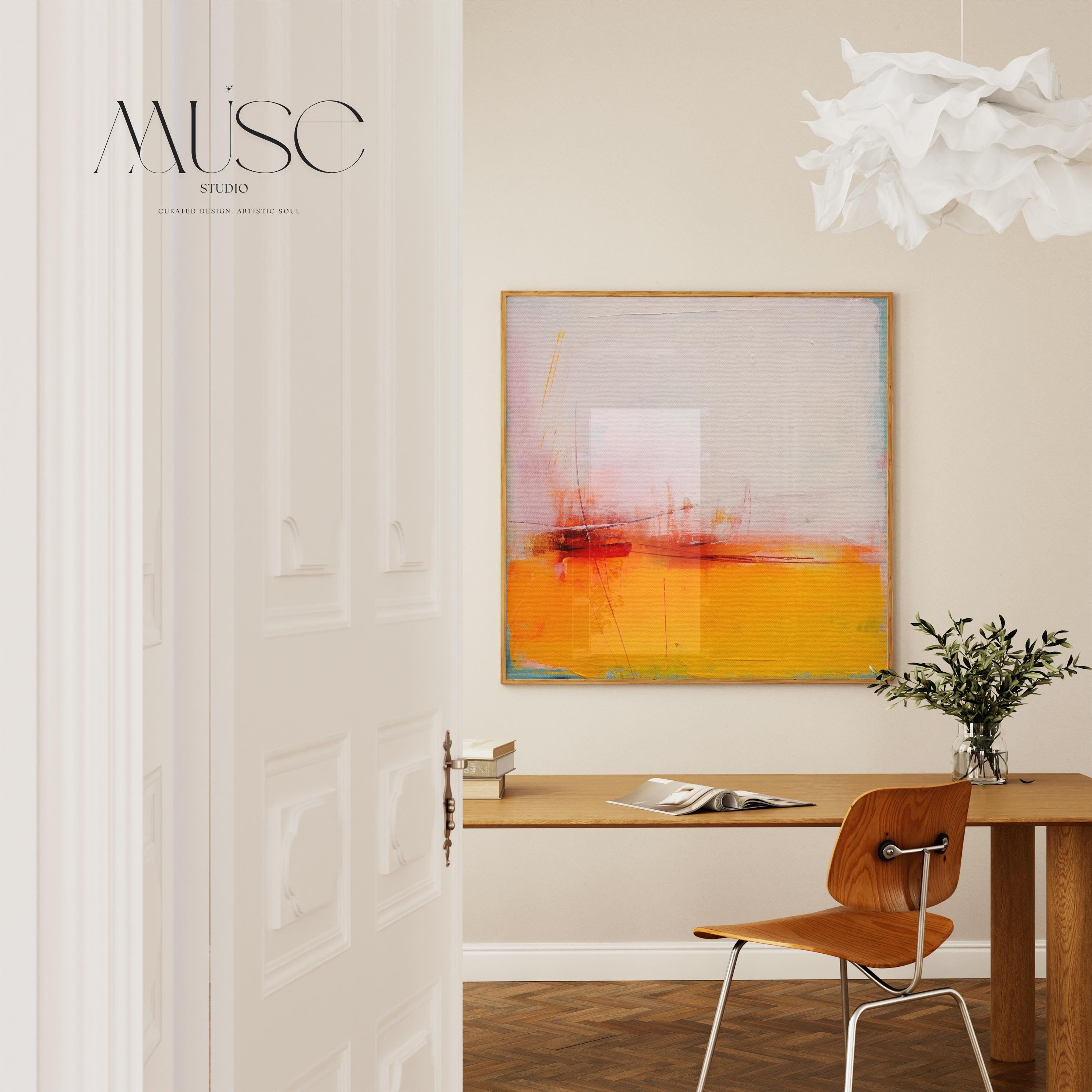 Art Print Bold Abstract Canvas Art in Orange Red Pink Color PopOversized Wall Art for Living Room or Office Muse Studio Decor 108