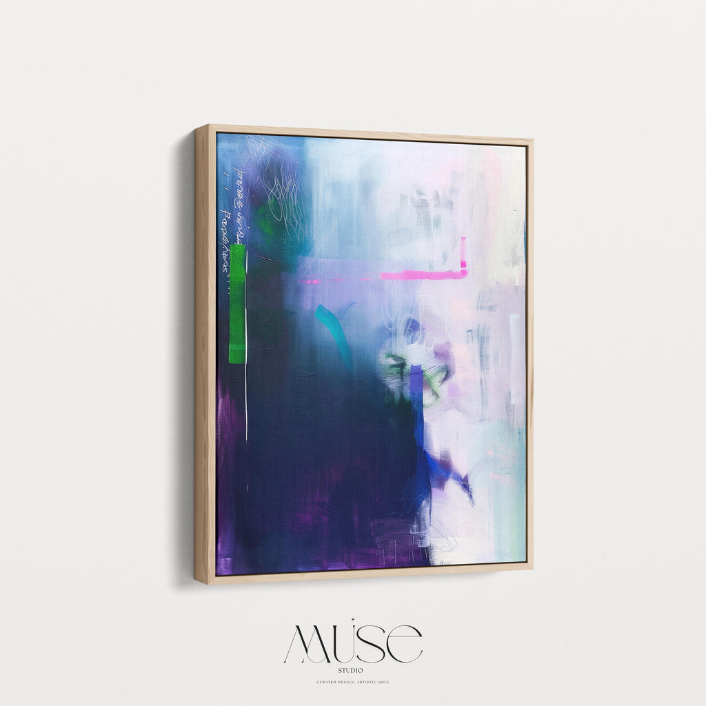 Purple Pink Canvas Wall art, Floating Frame Art, Giclee Print, Abstract Painting, Large Office Decor, Pop Dopamine Wall Art 324