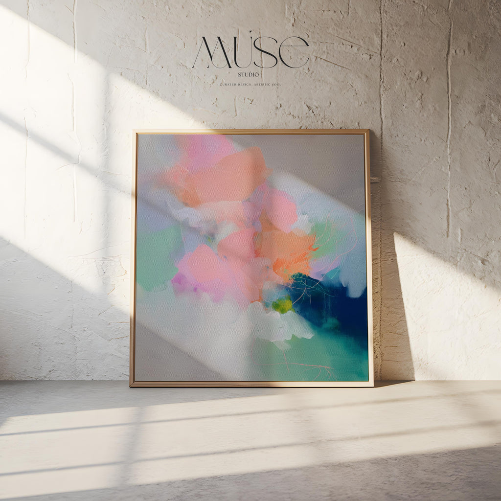 Wall Art, Large Abstract painting, colorful canvas, large abstract print, painting on canvas, wall art poster, Blue & Pink | Aurora Muse 295