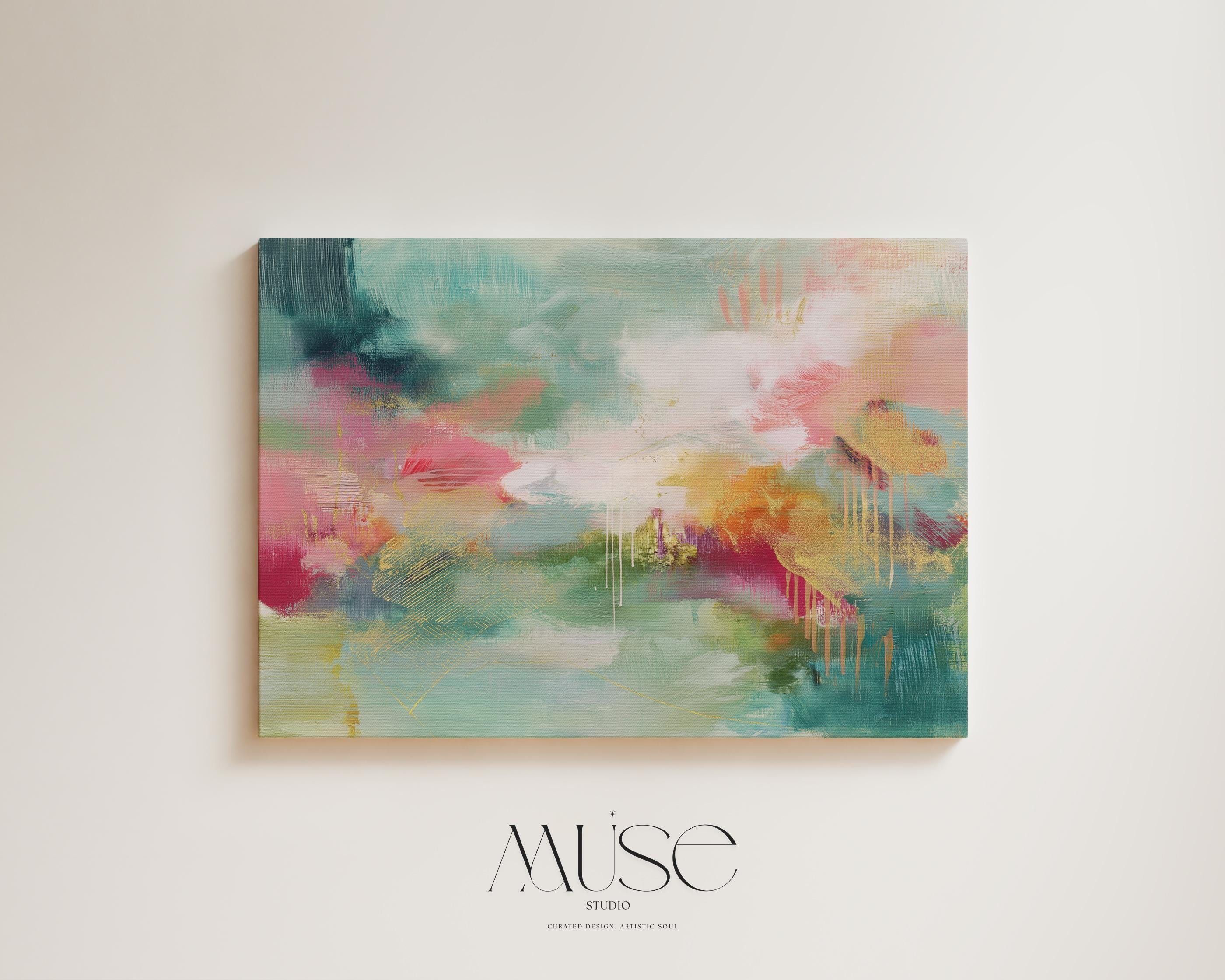Multicolor Abstract Wall Art – Large Sage Green Canvas • Bold Modern Decor for Bedroom | 275